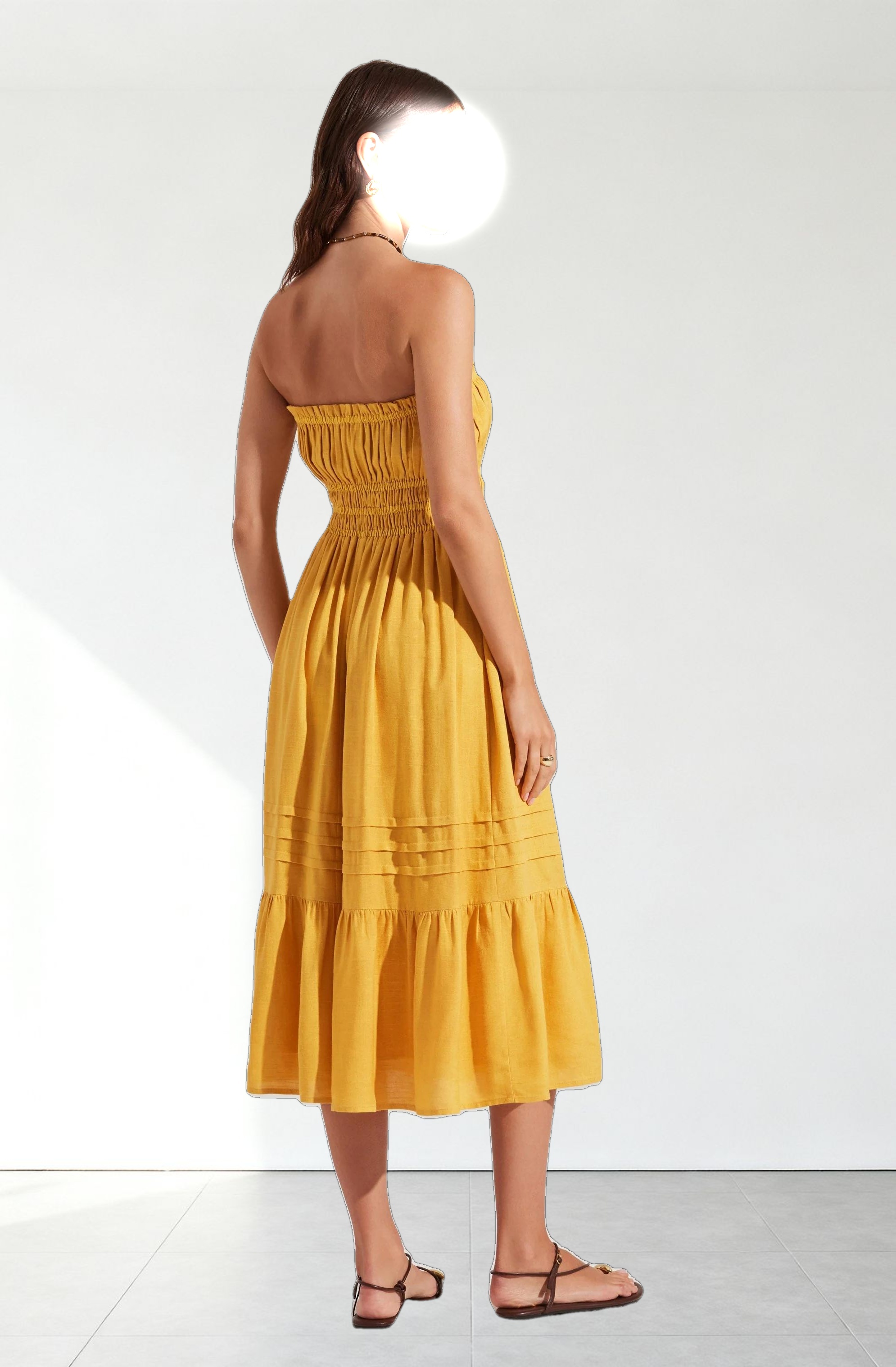 Aubrie Strapless Smocked Midi Dress
