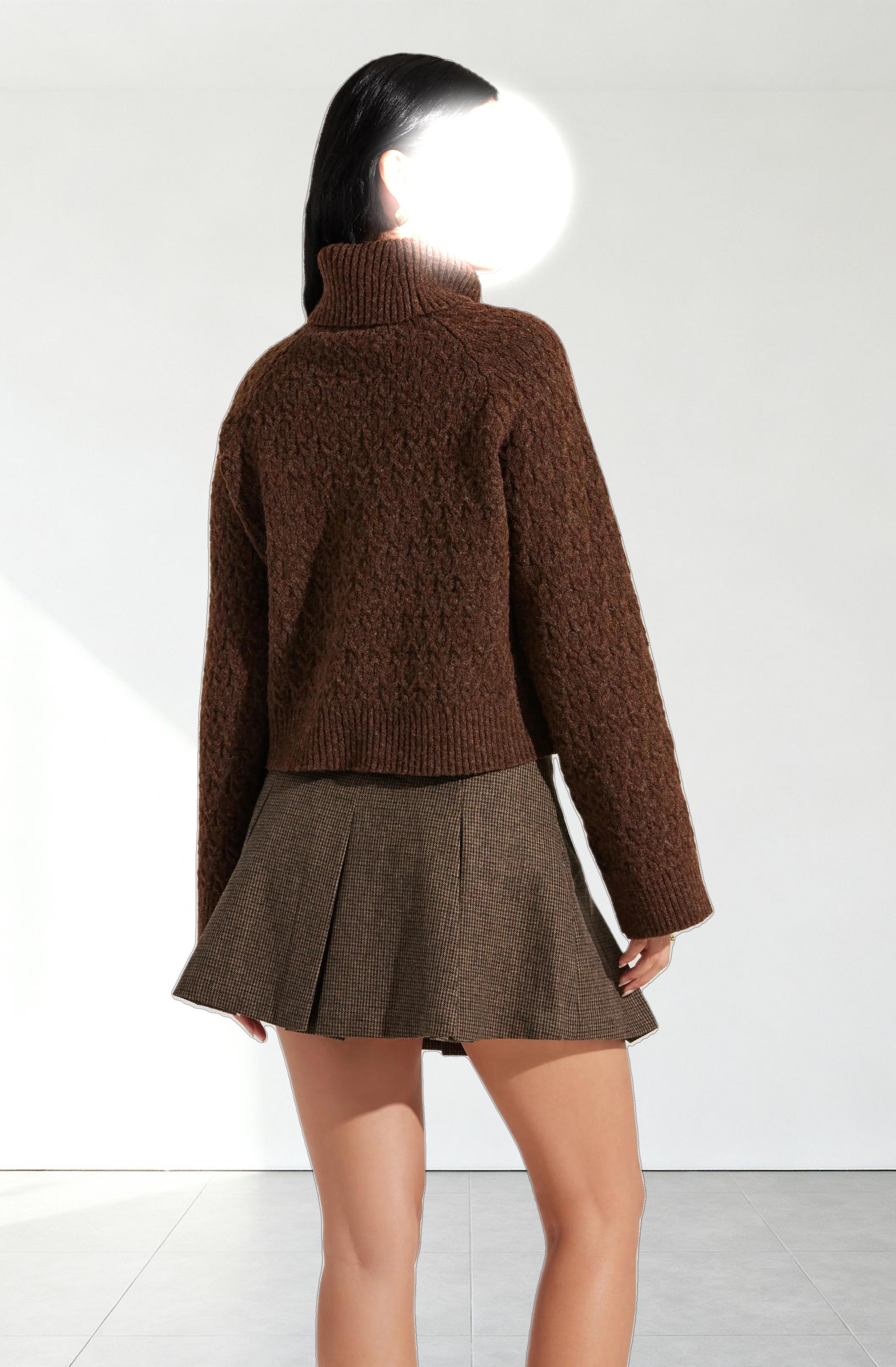 Textured Boxy Turtleneck Sweater