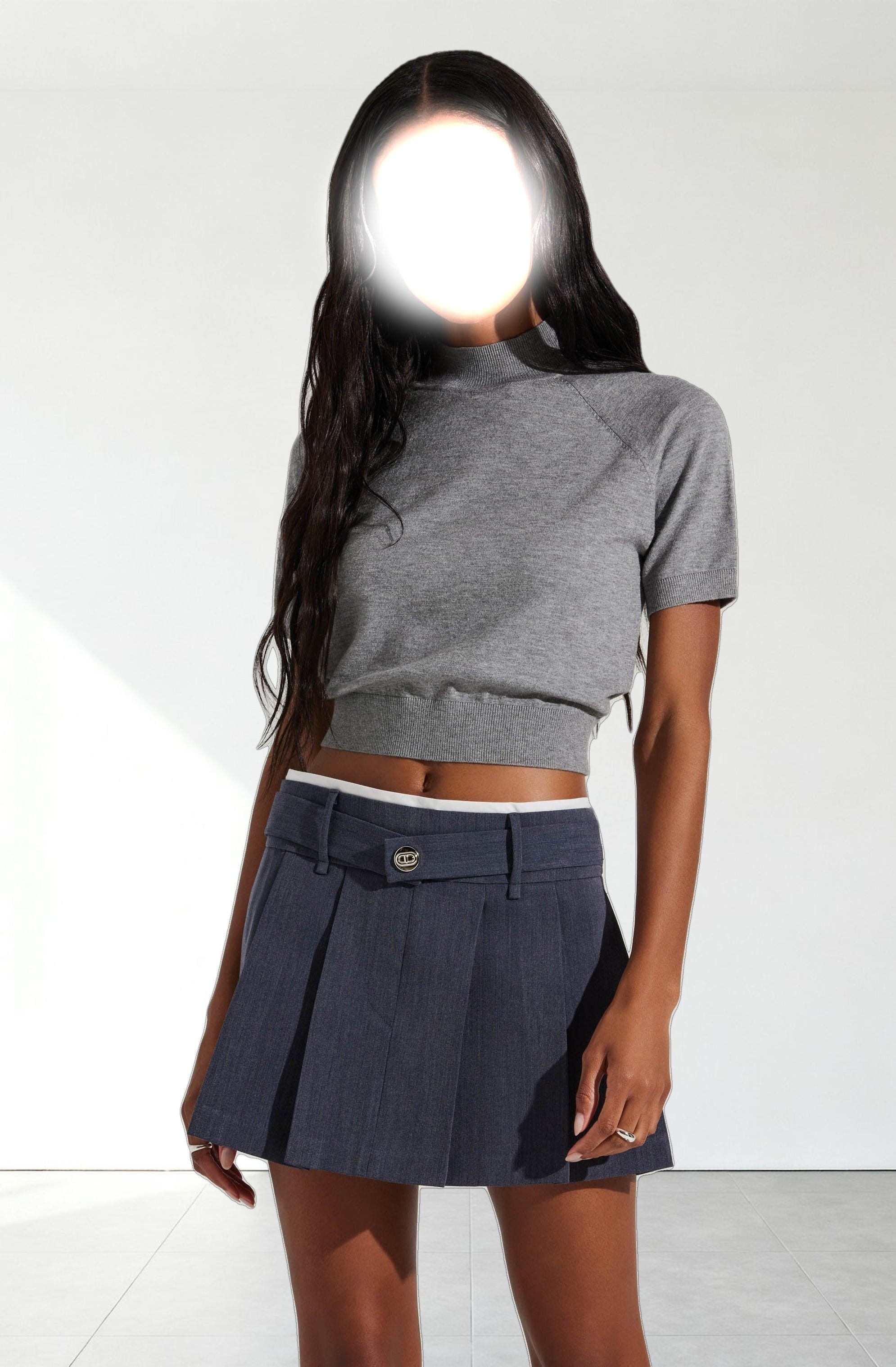 Larine Cropped Mock Neck Sweater