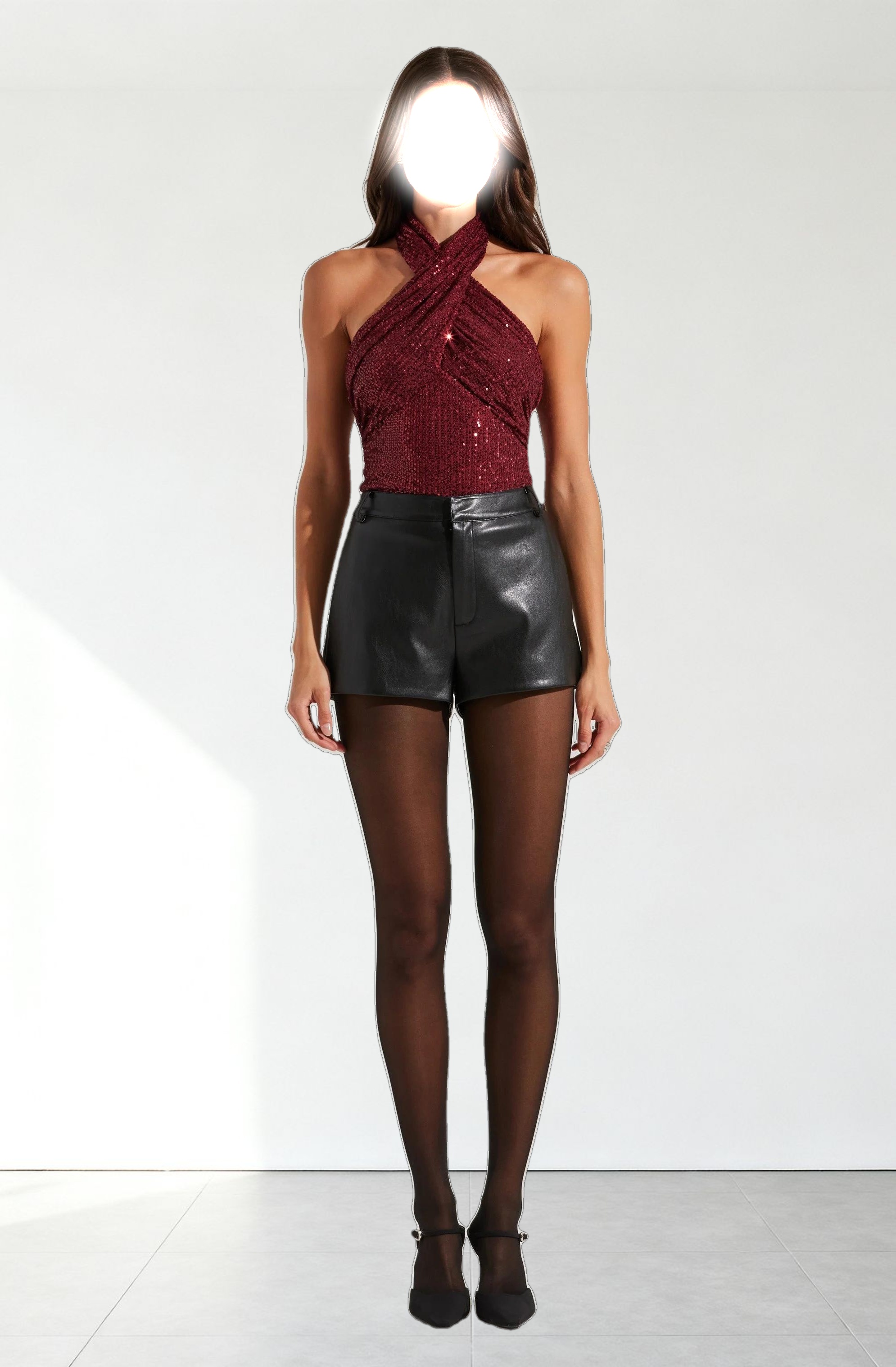 Sequin Crossover Halter Top