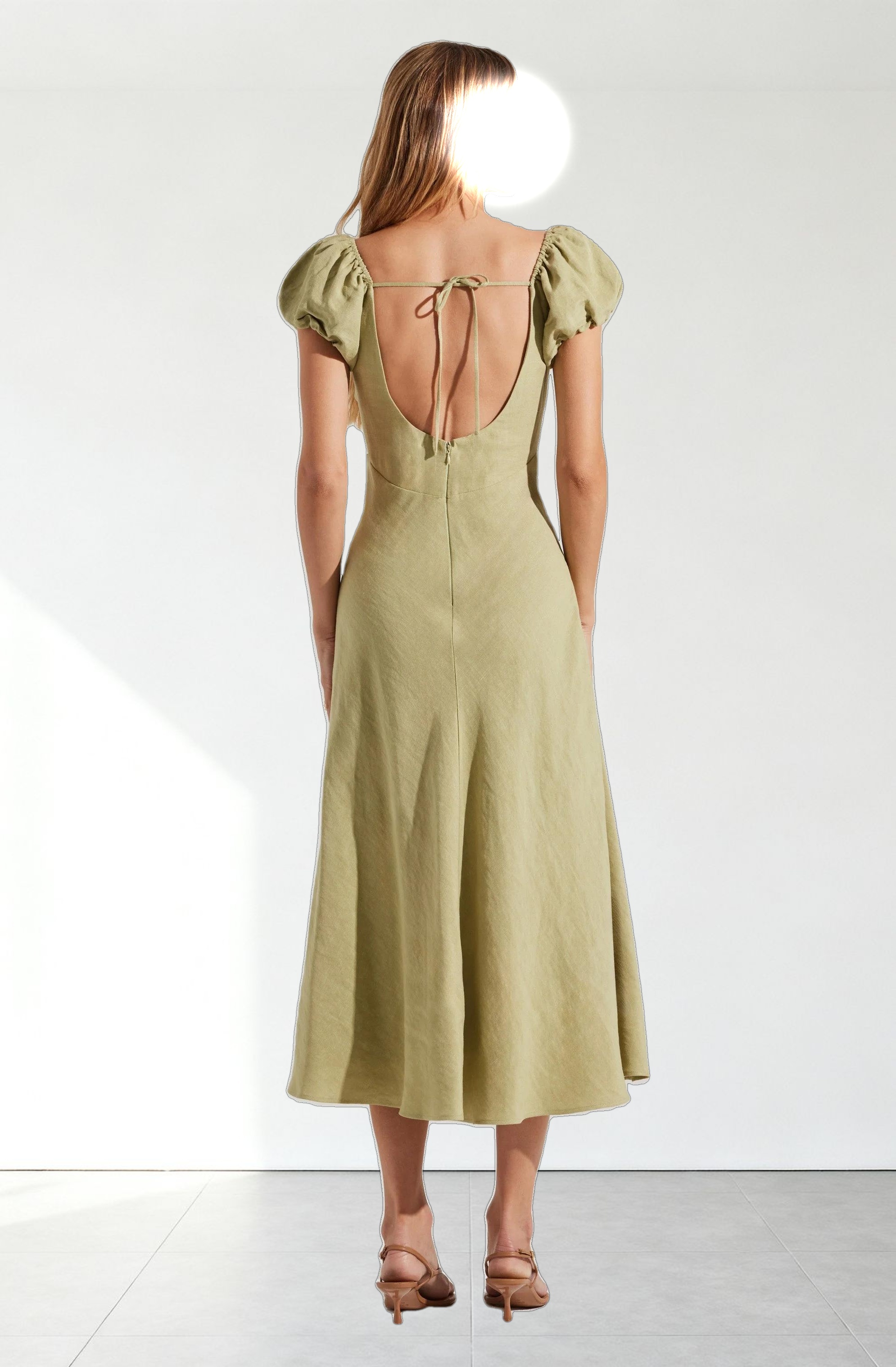 Leocadia Embroidered Puff Sleeve Dress