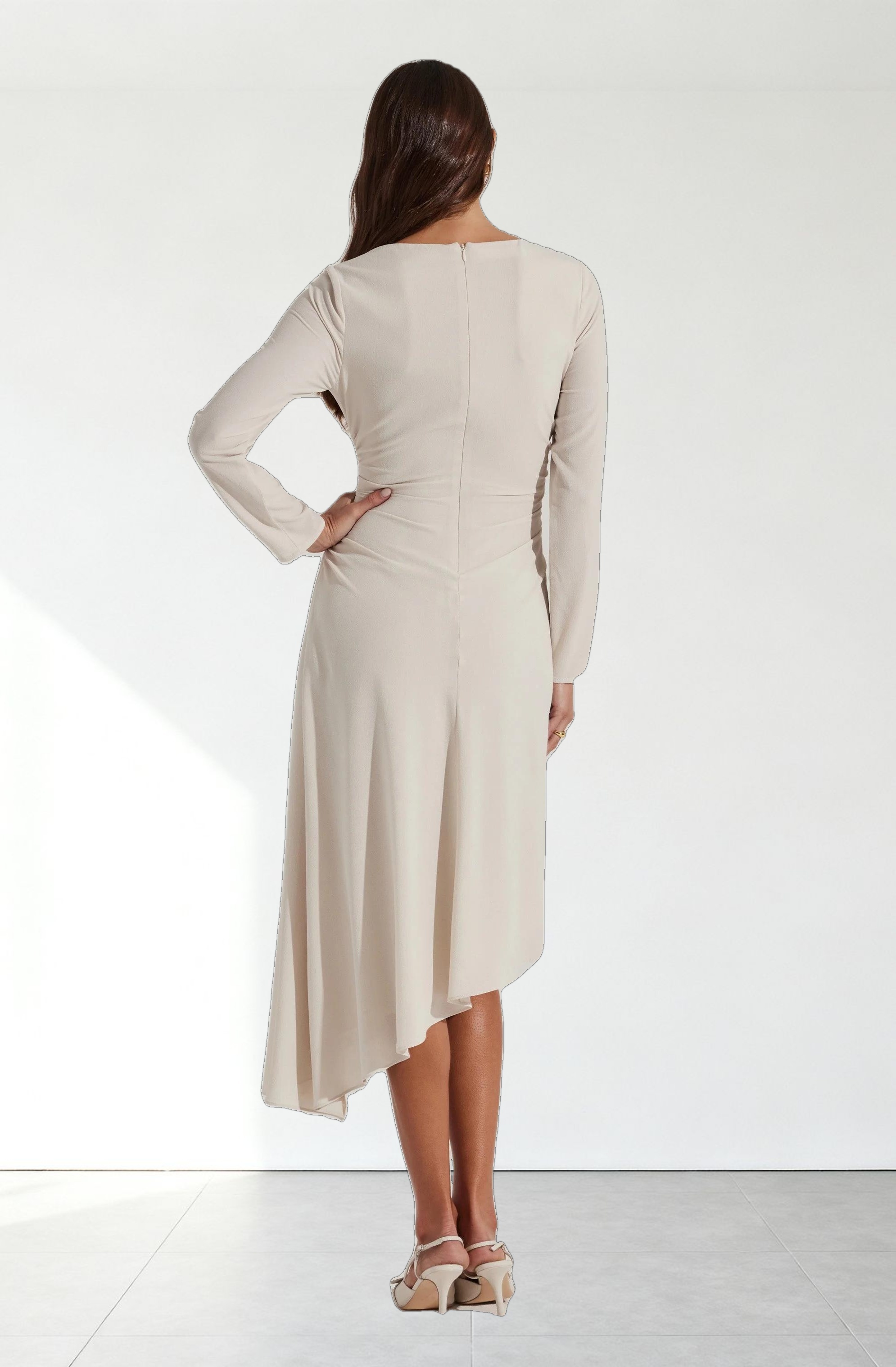 Long Sleeve Asymmetrical Hem Dress