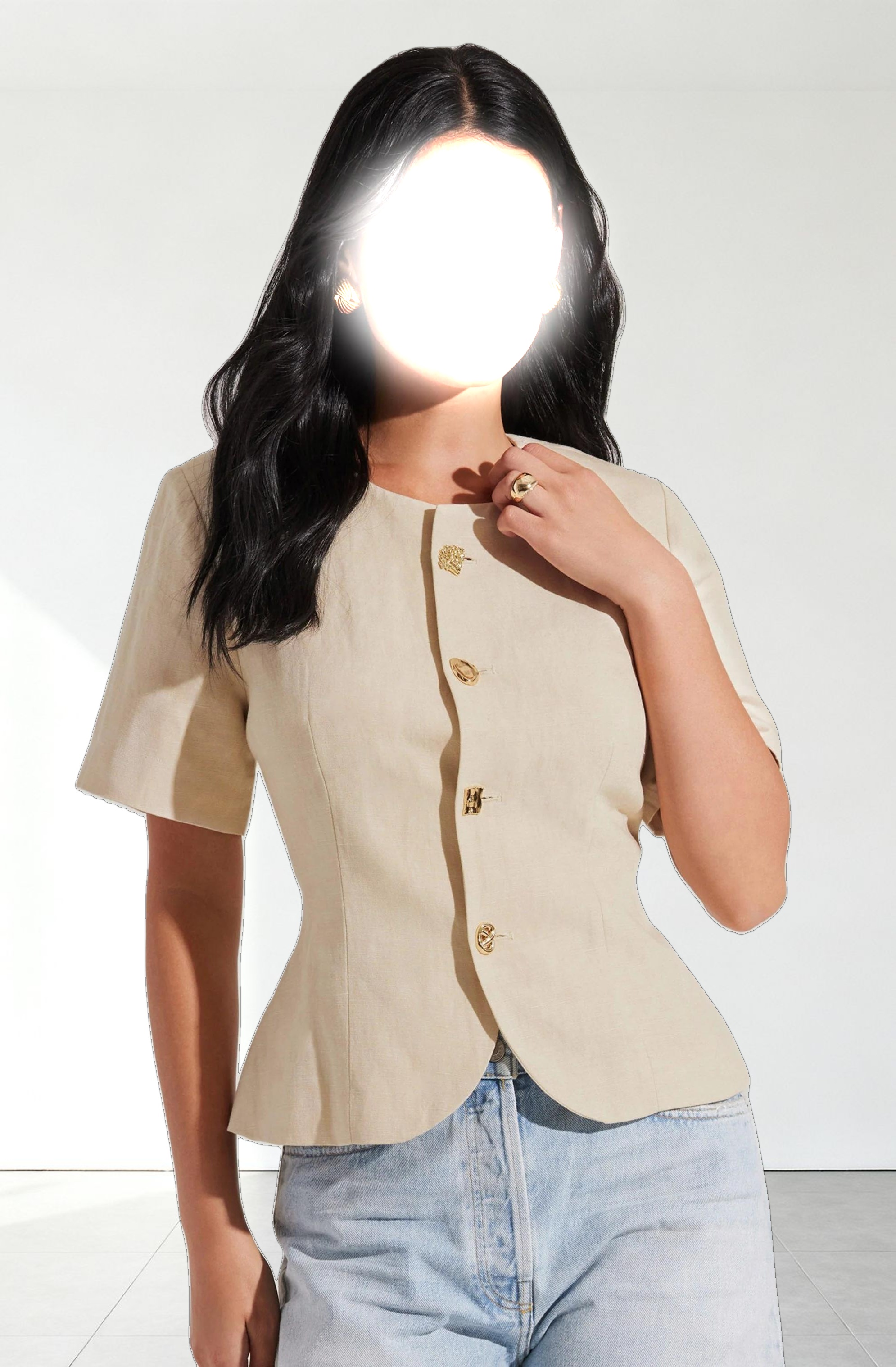 Saige Cutaway Linen Blend Jacket