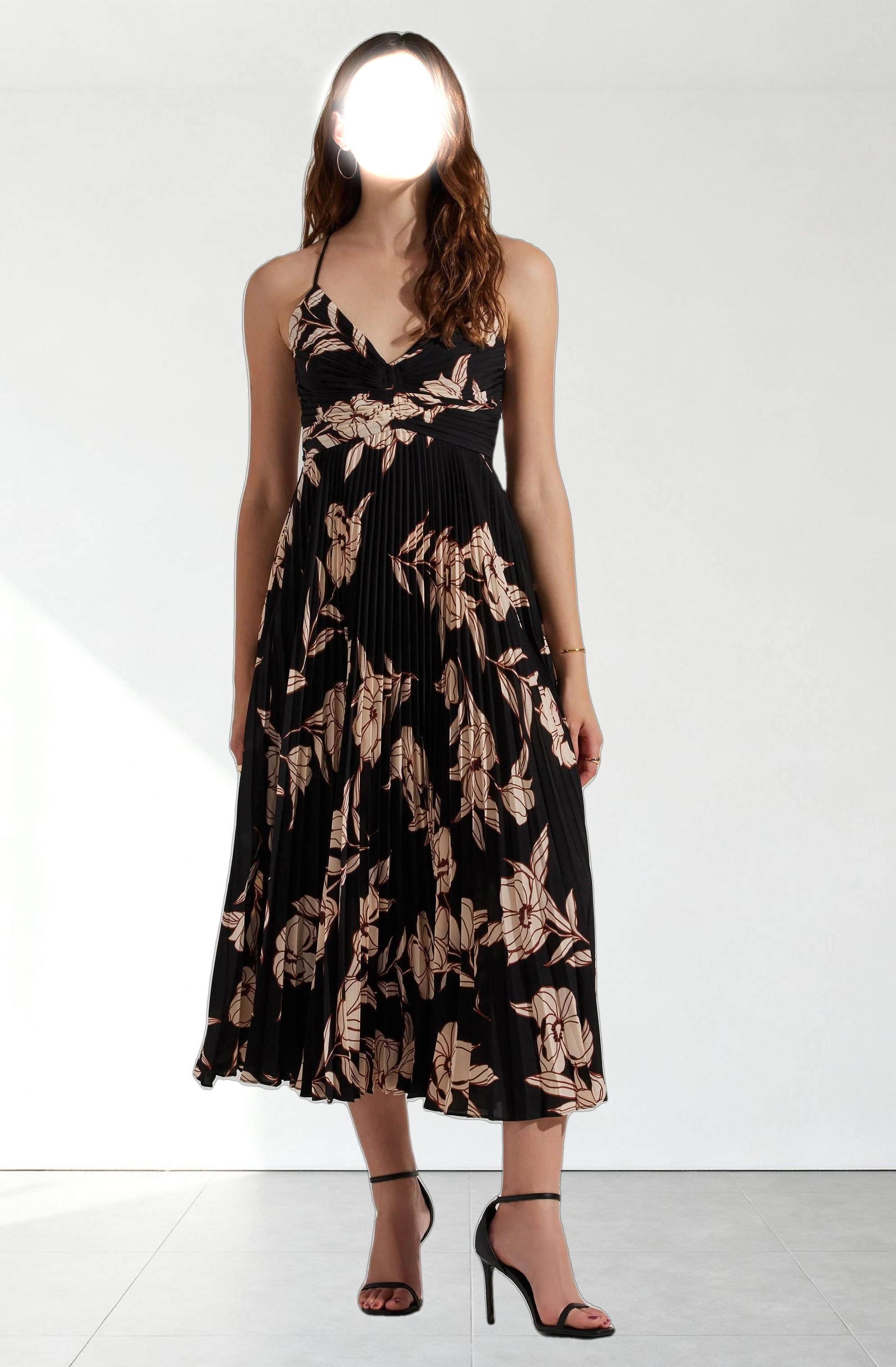 Blythe Floral Plisse Midi Dress