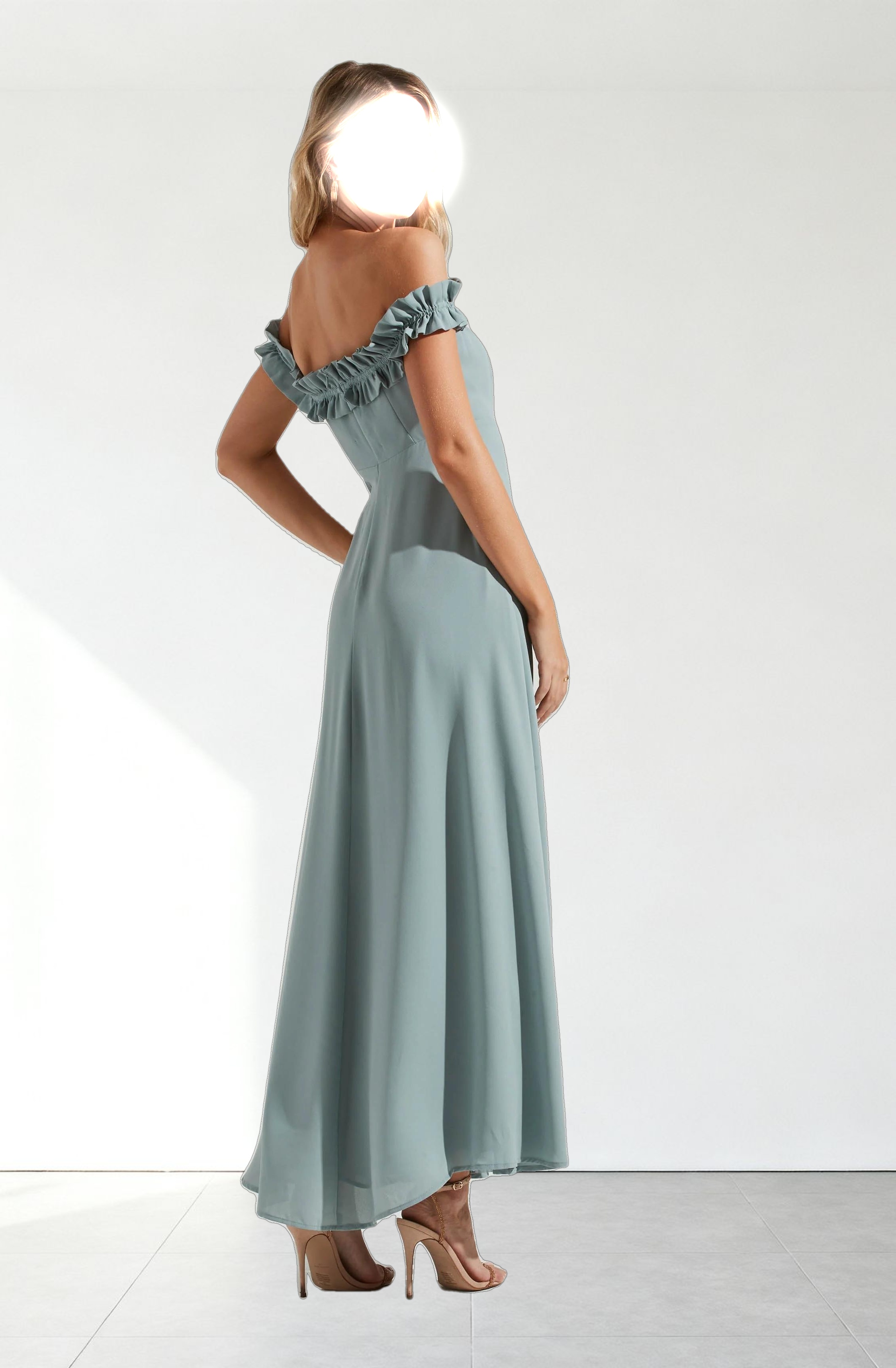 Venetia Off Shoulder Ruffle Trim Maxi Dress