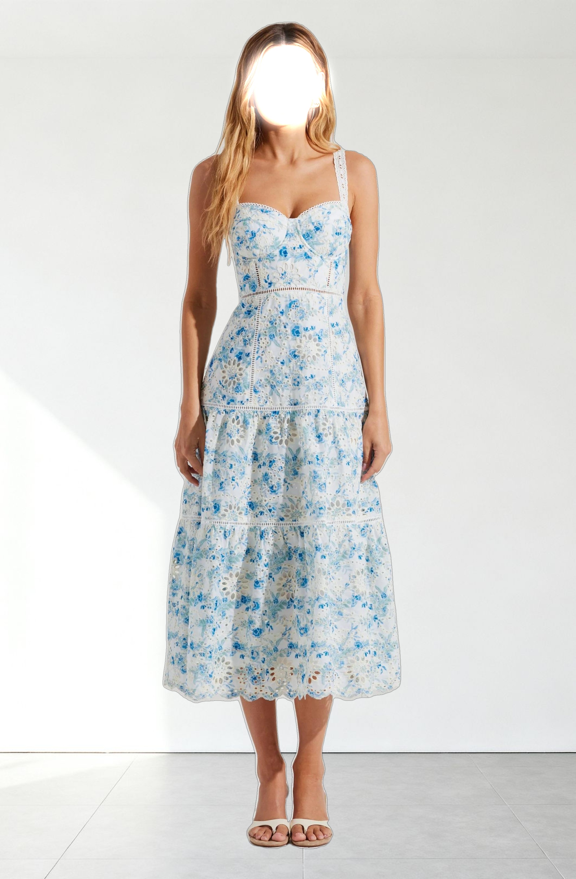 Pellagia Floral Eyelet Midi Dress