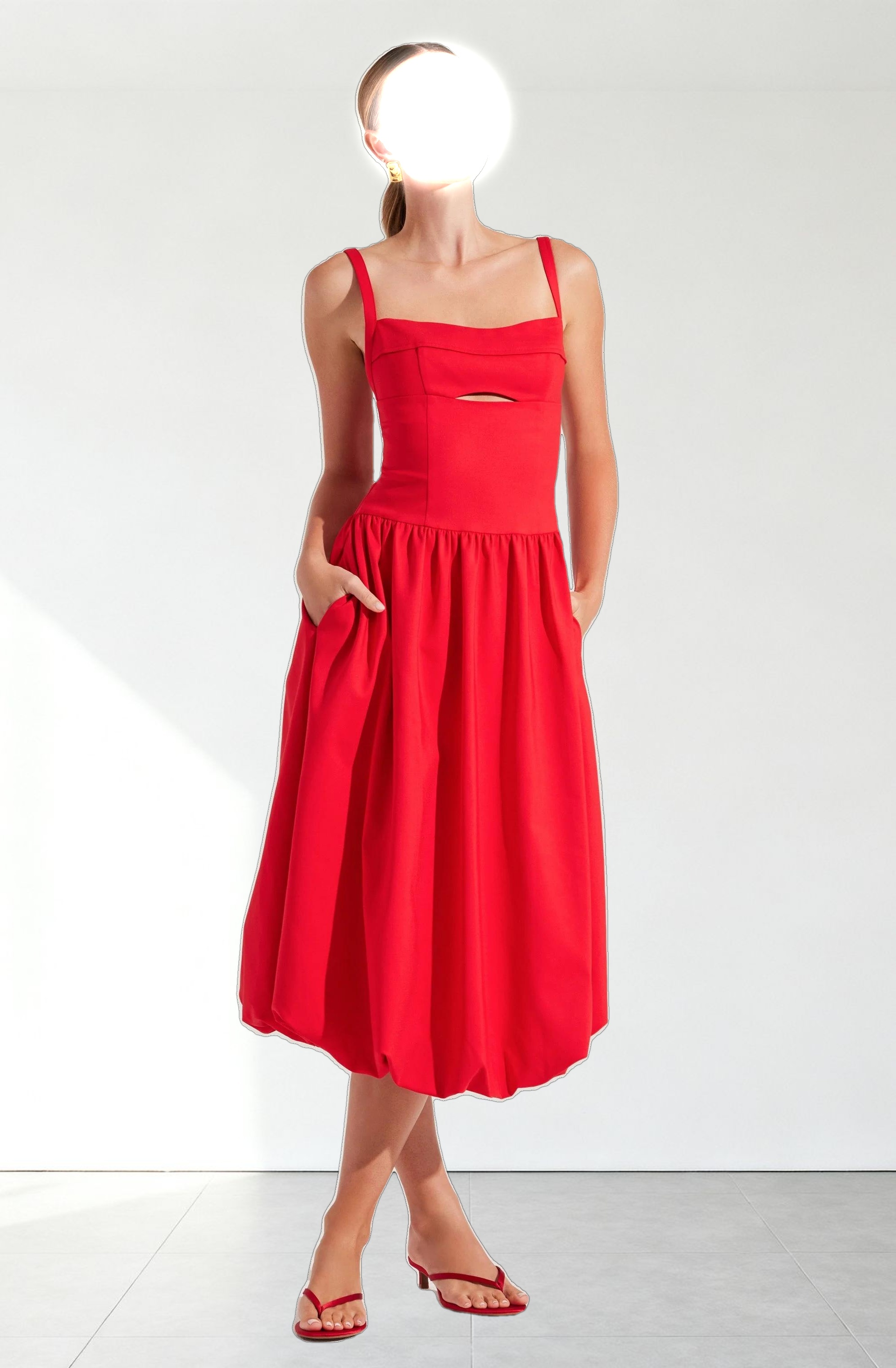 Jevi Sleeveless Bubble Midi Dress