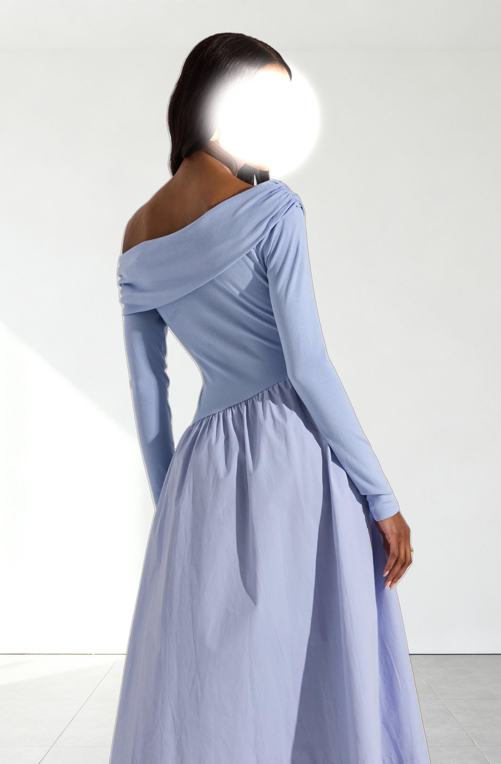 Mixed Media Off Shoulder Dress