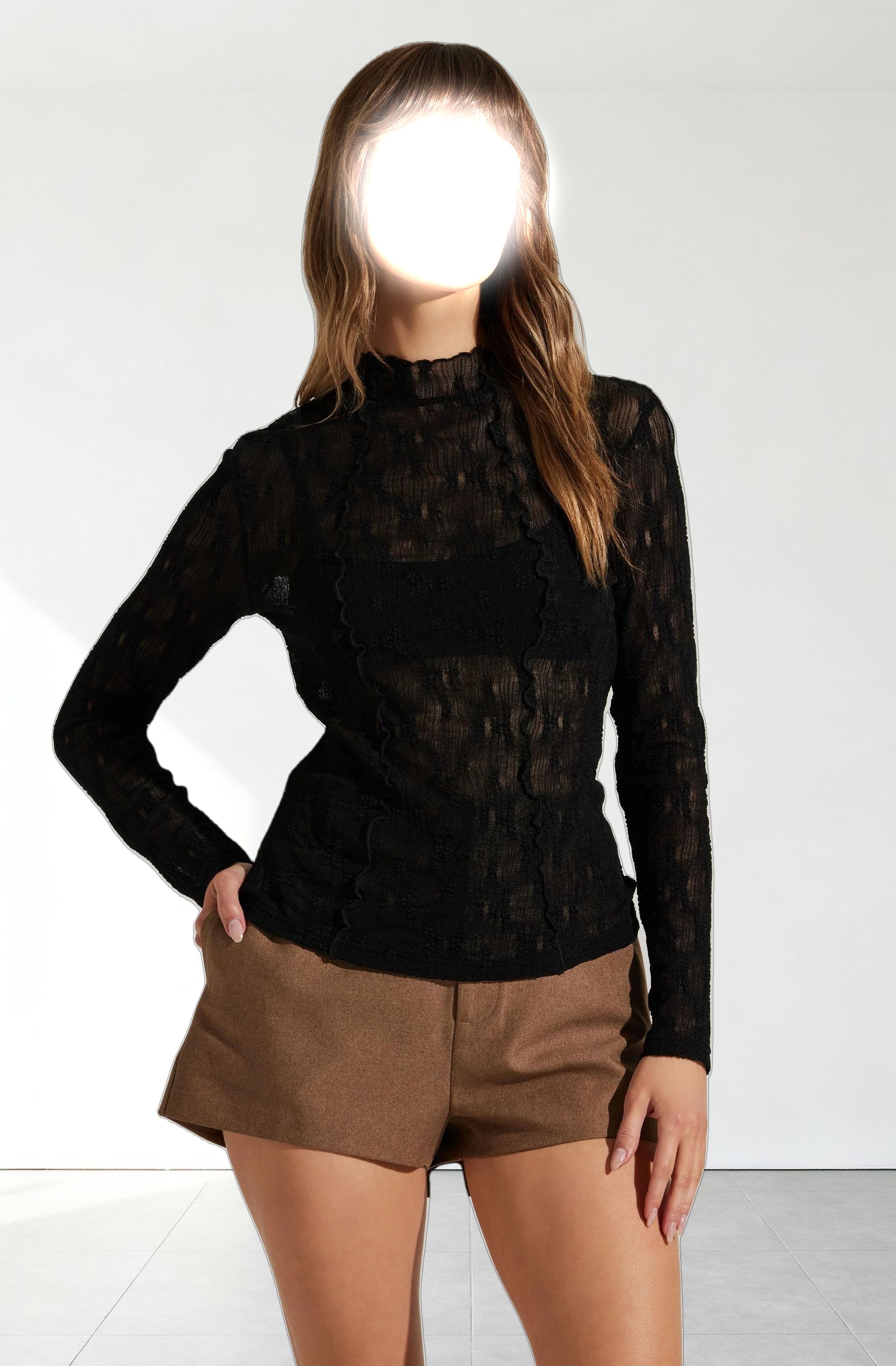 Colleen Mock Neck Lace Top
