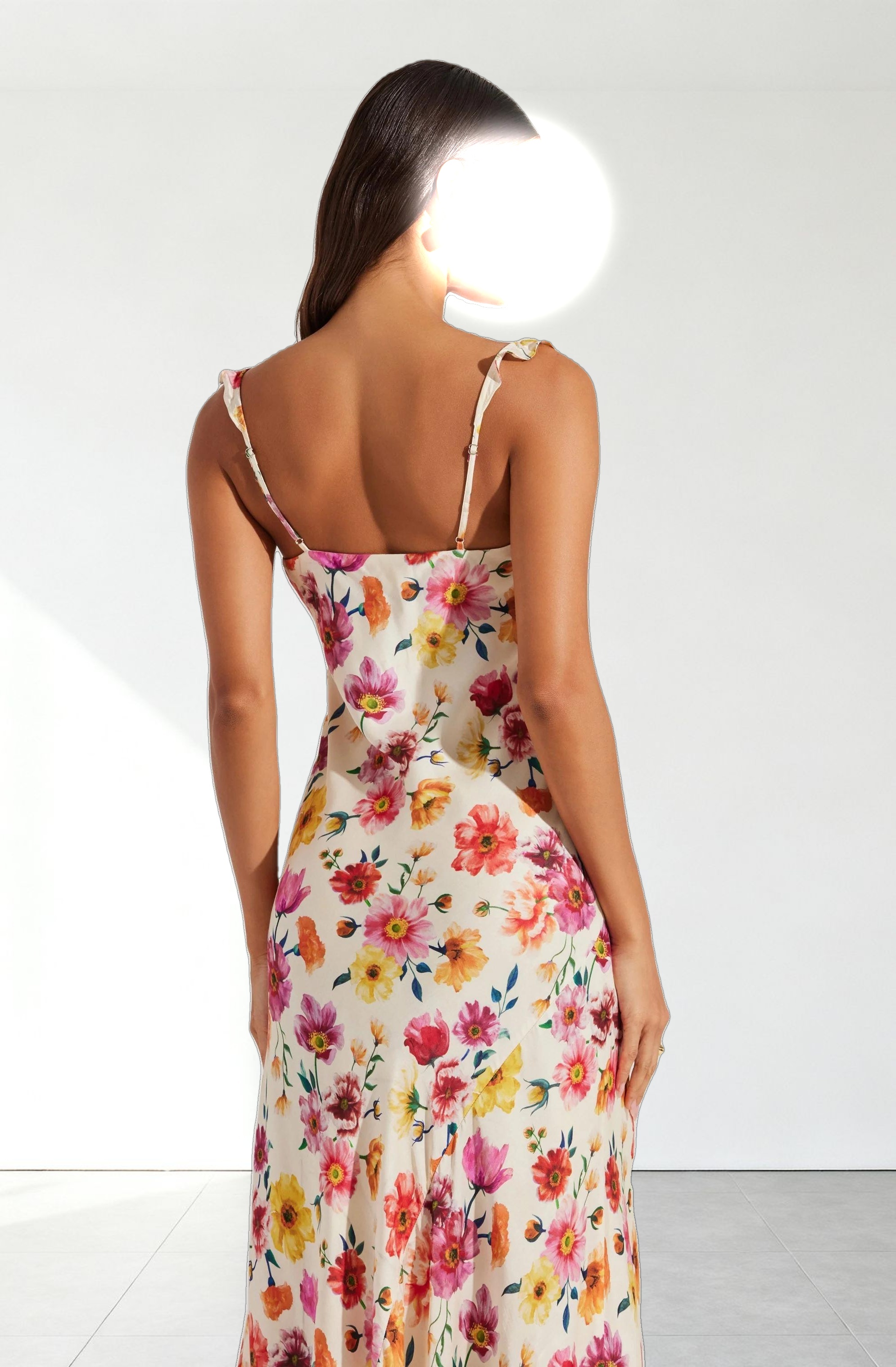 Zoie Floral Satin Ruffle Dress
