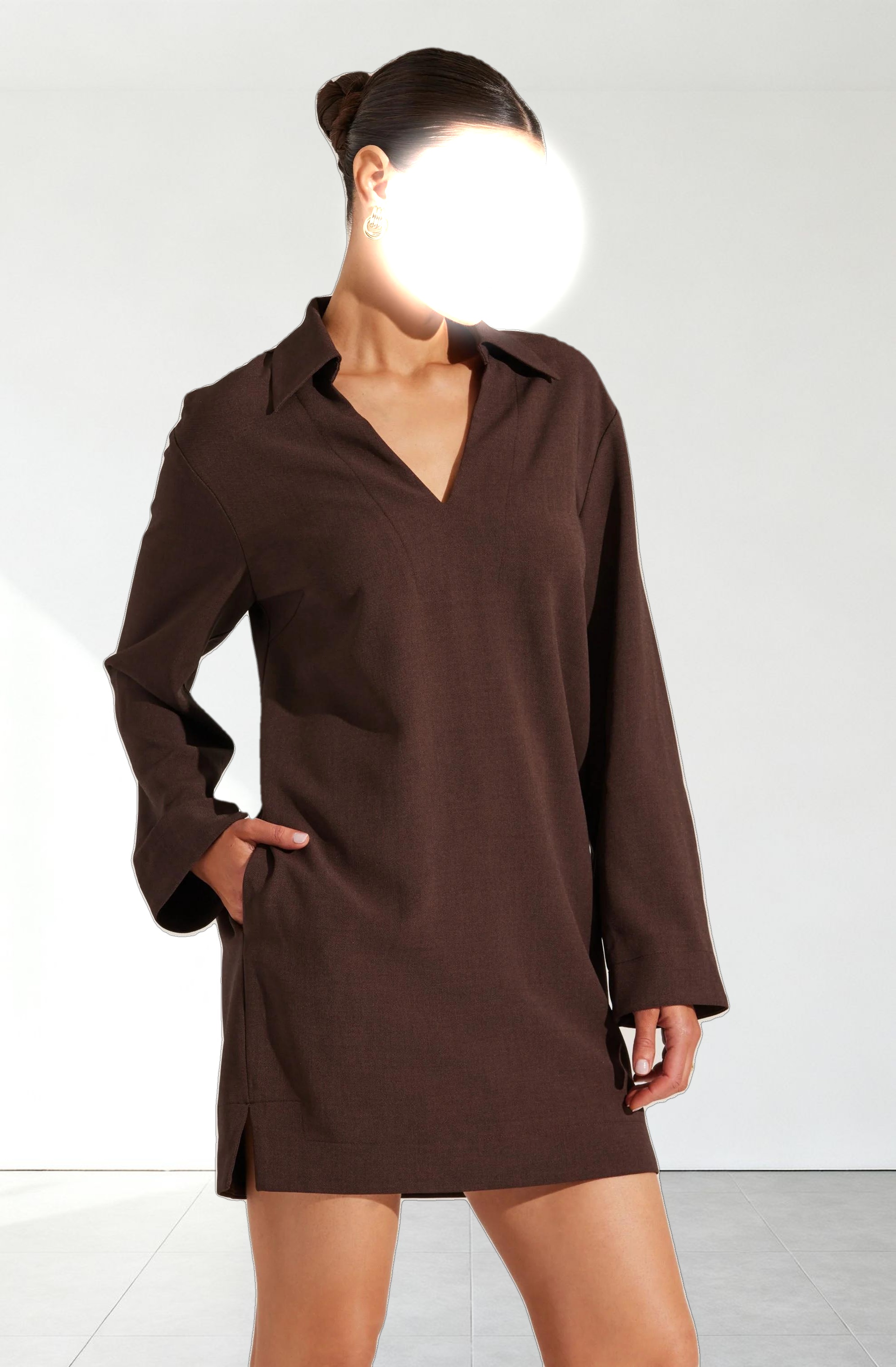 V-Neck Woven Mini Dress