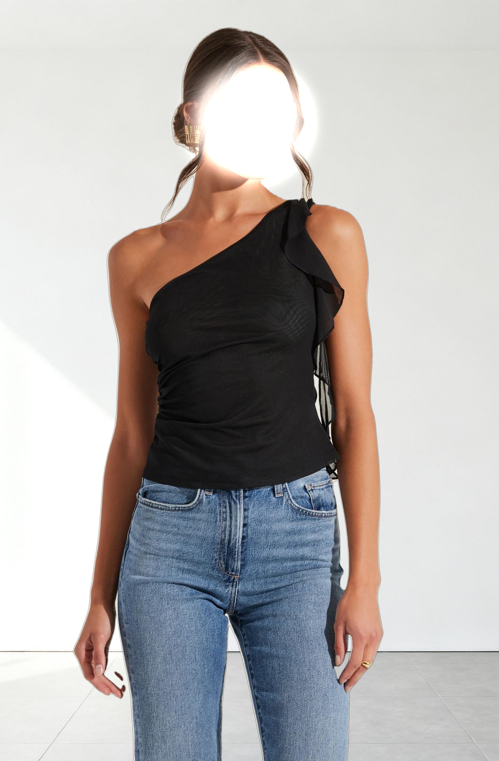 One Shoulder Ruffle Detail Top