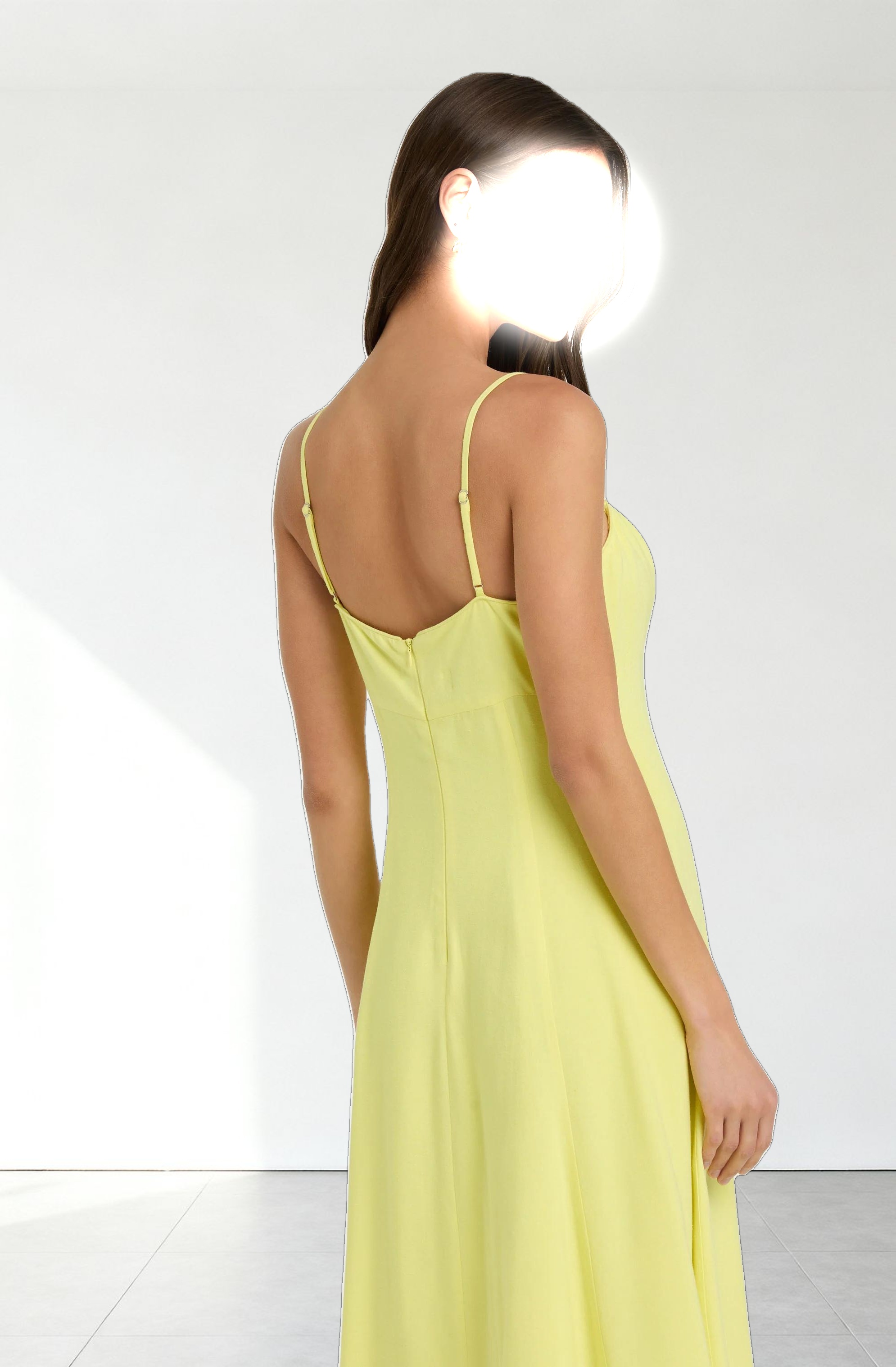 Linen-Blend A-Line Midi Dress