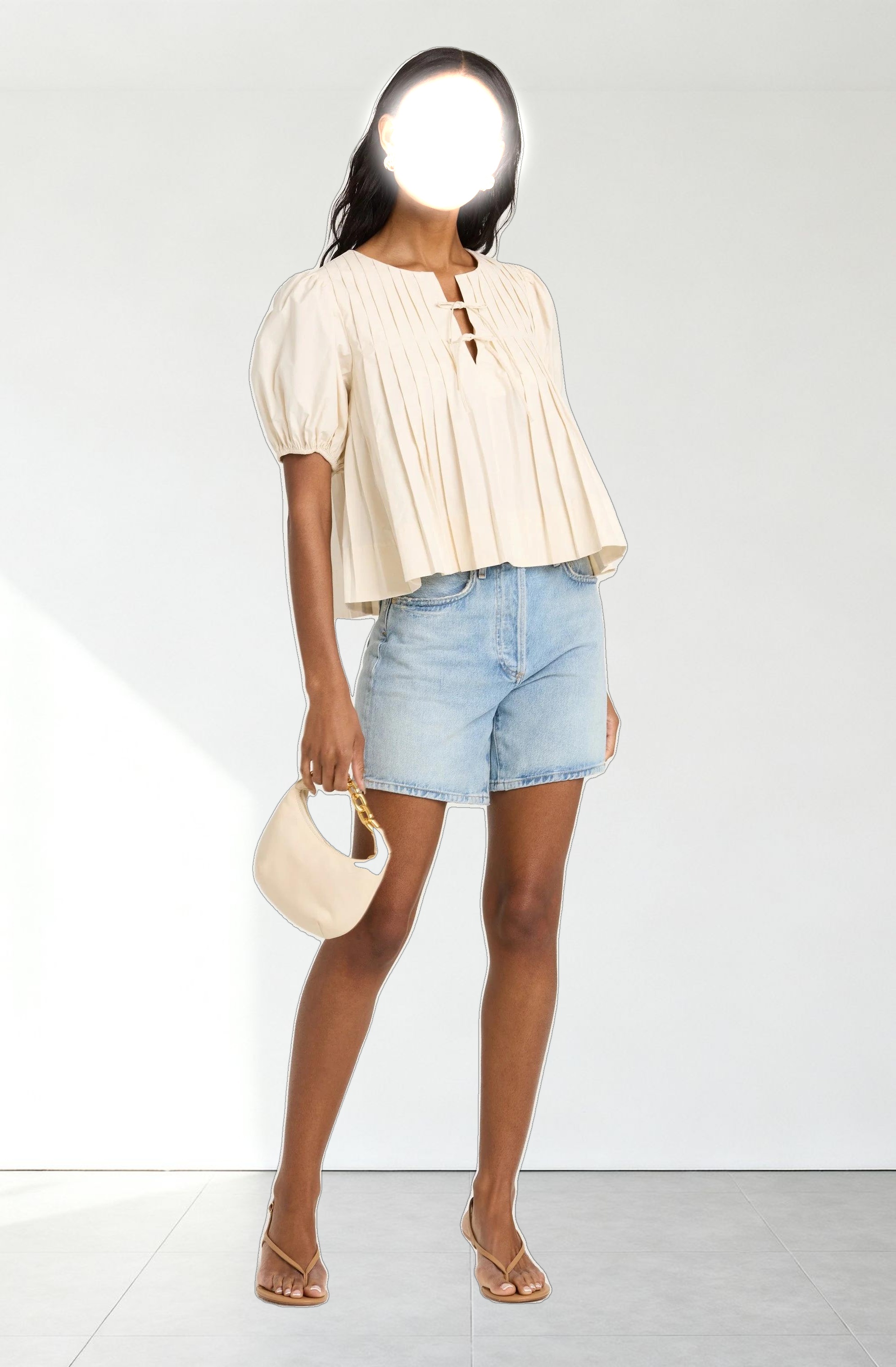 Pleated Puff Sleeve Top
