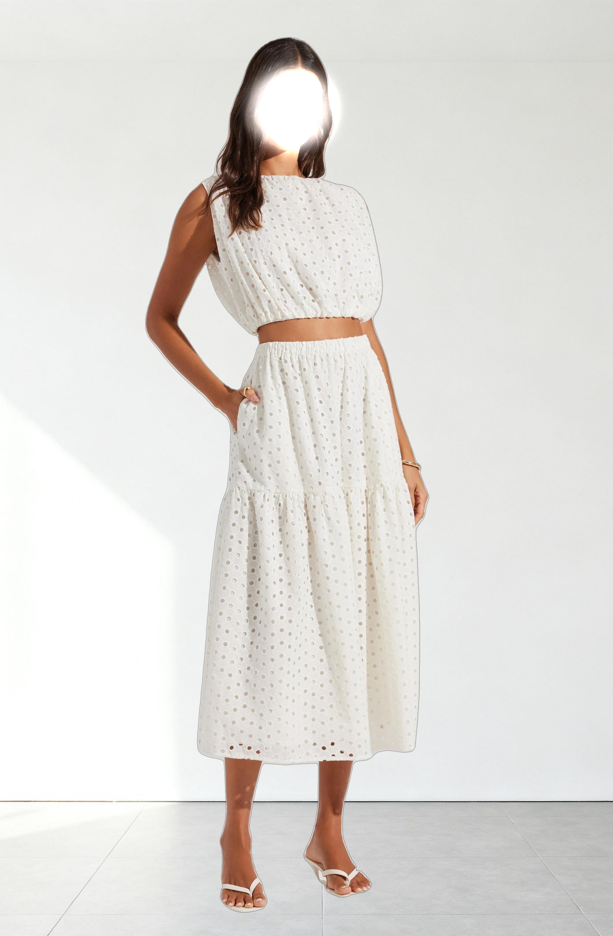 Nalley Eyelet Midi Skirt