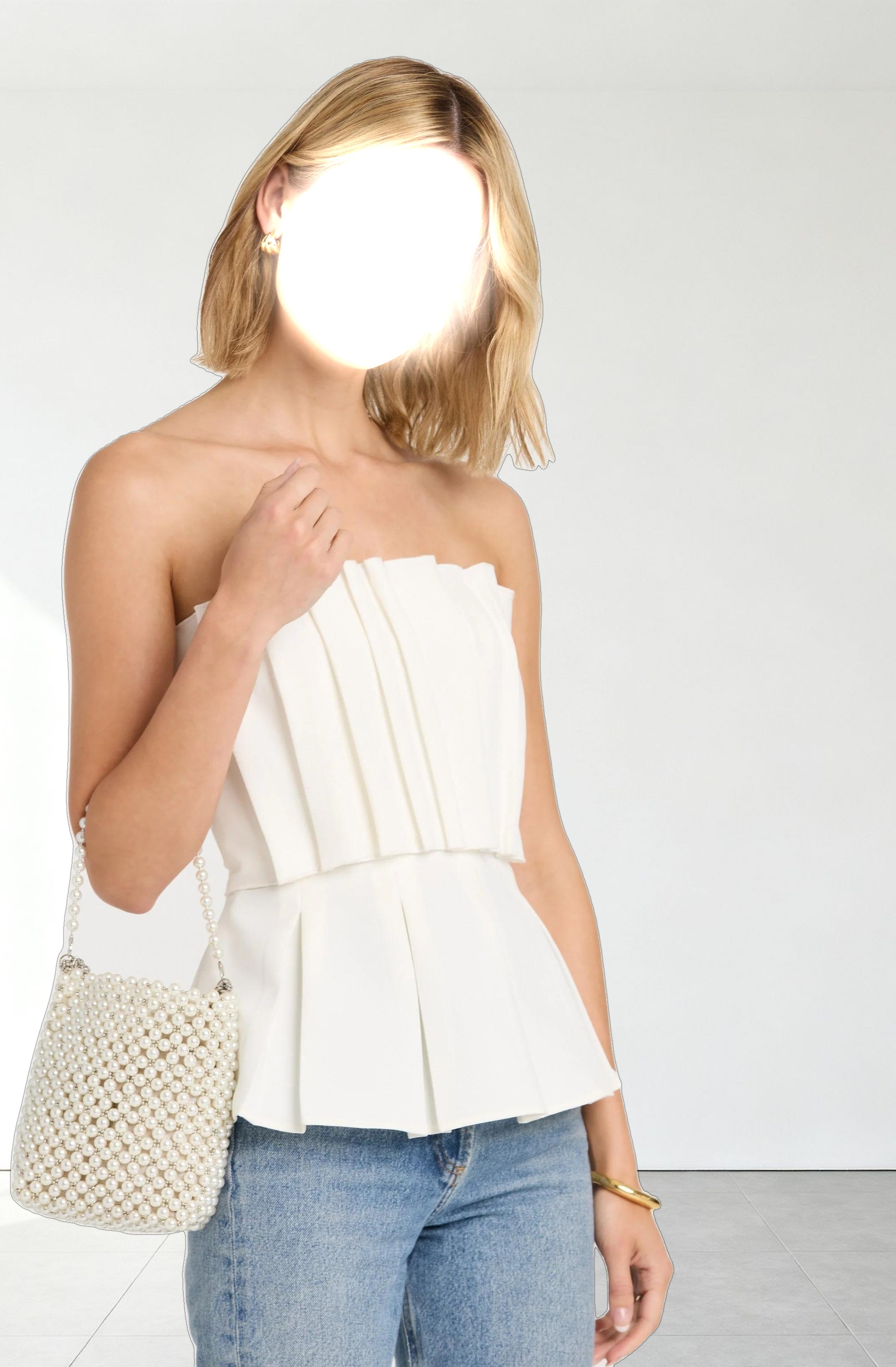 Clemira Pleated Strapless Top