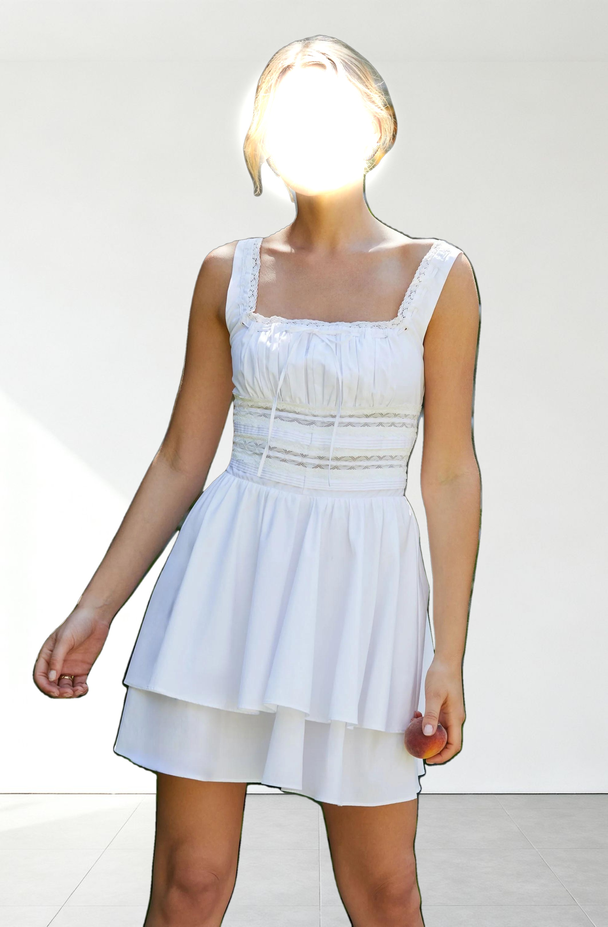 Melaine Lace Trim Mini Dress