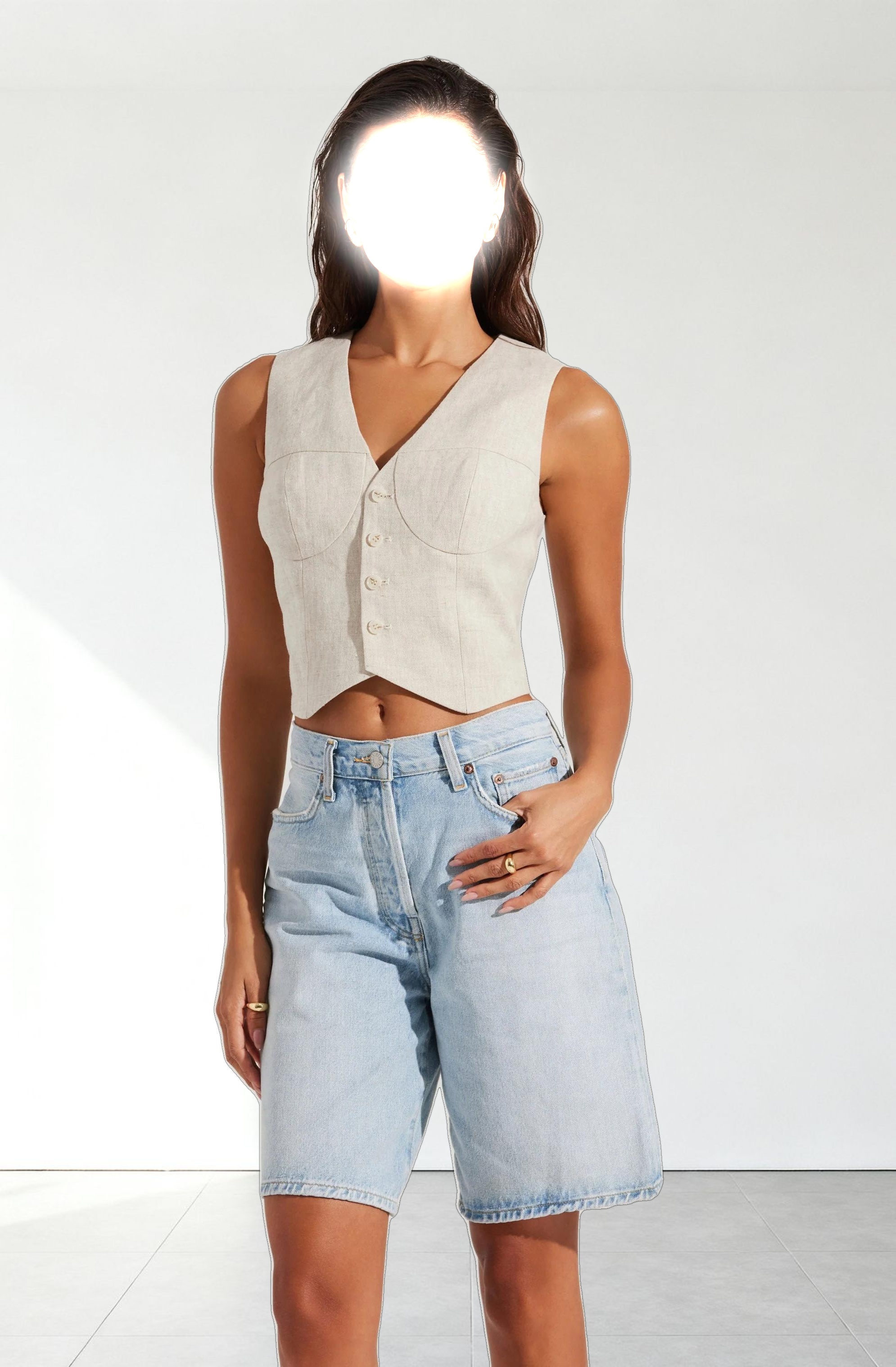 Ossa Linen Cropped Vest