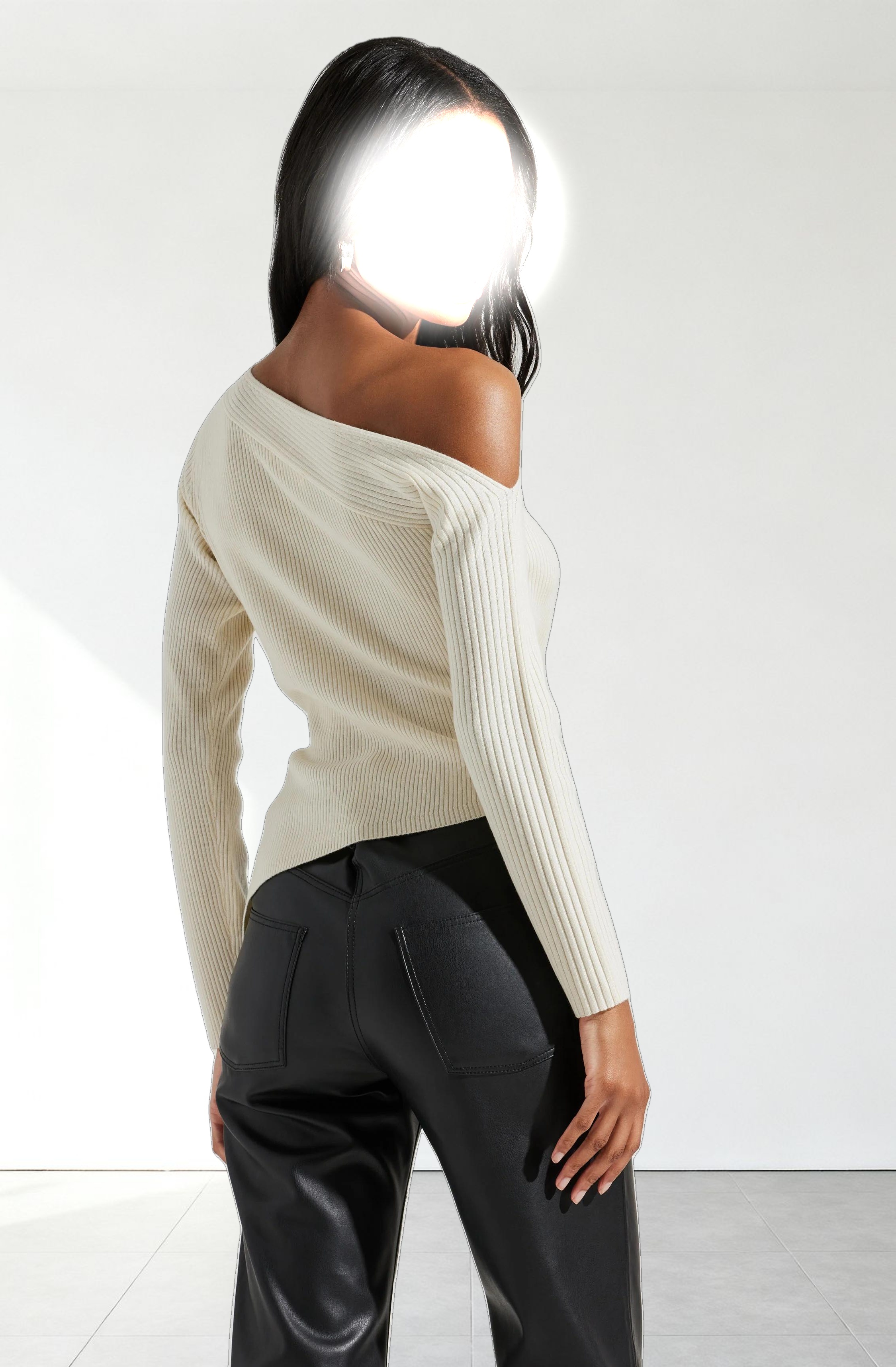 Aldari Off Shoulder Ribbed Sweater