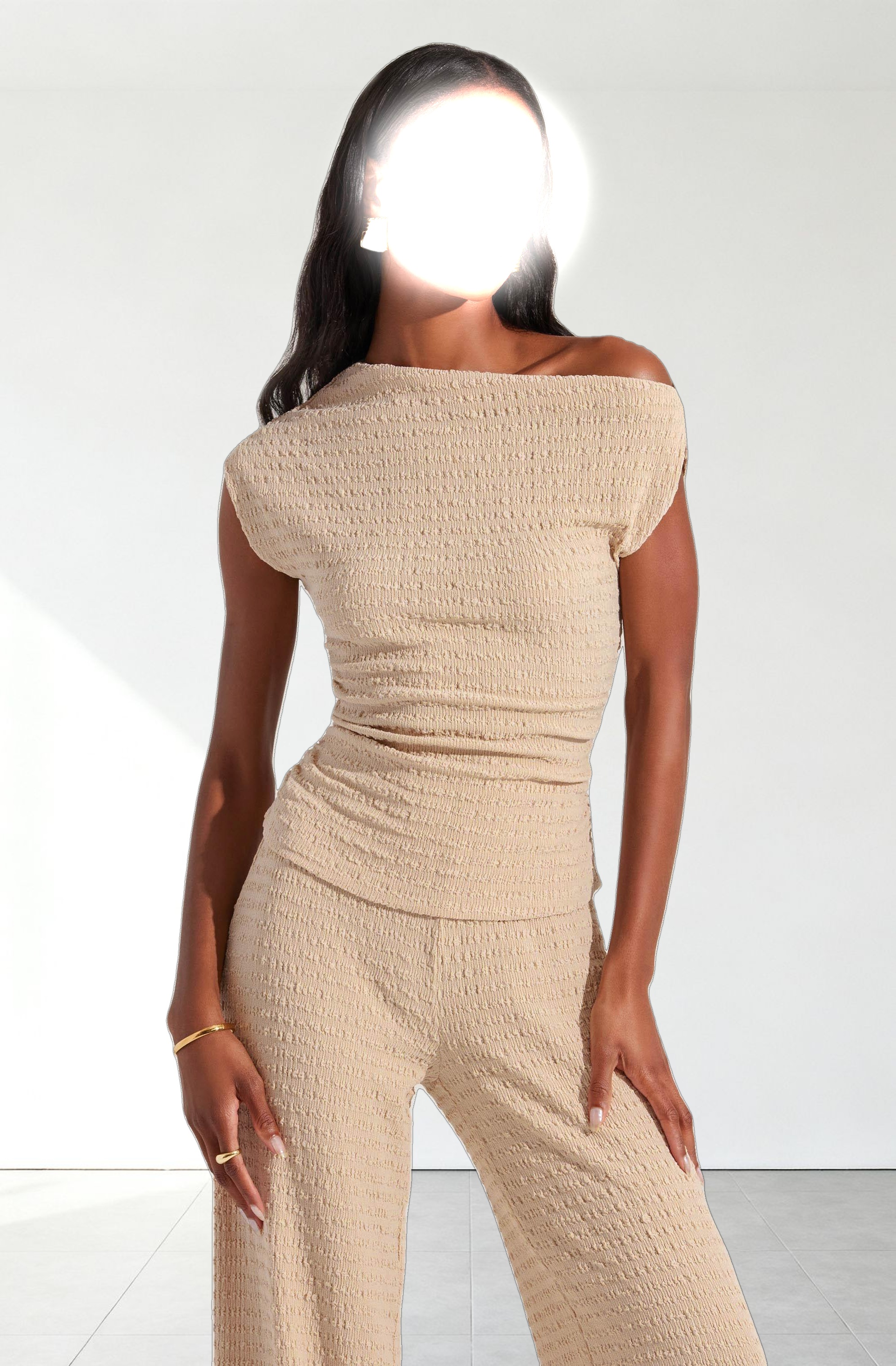 Keir One shoulder Textured Top