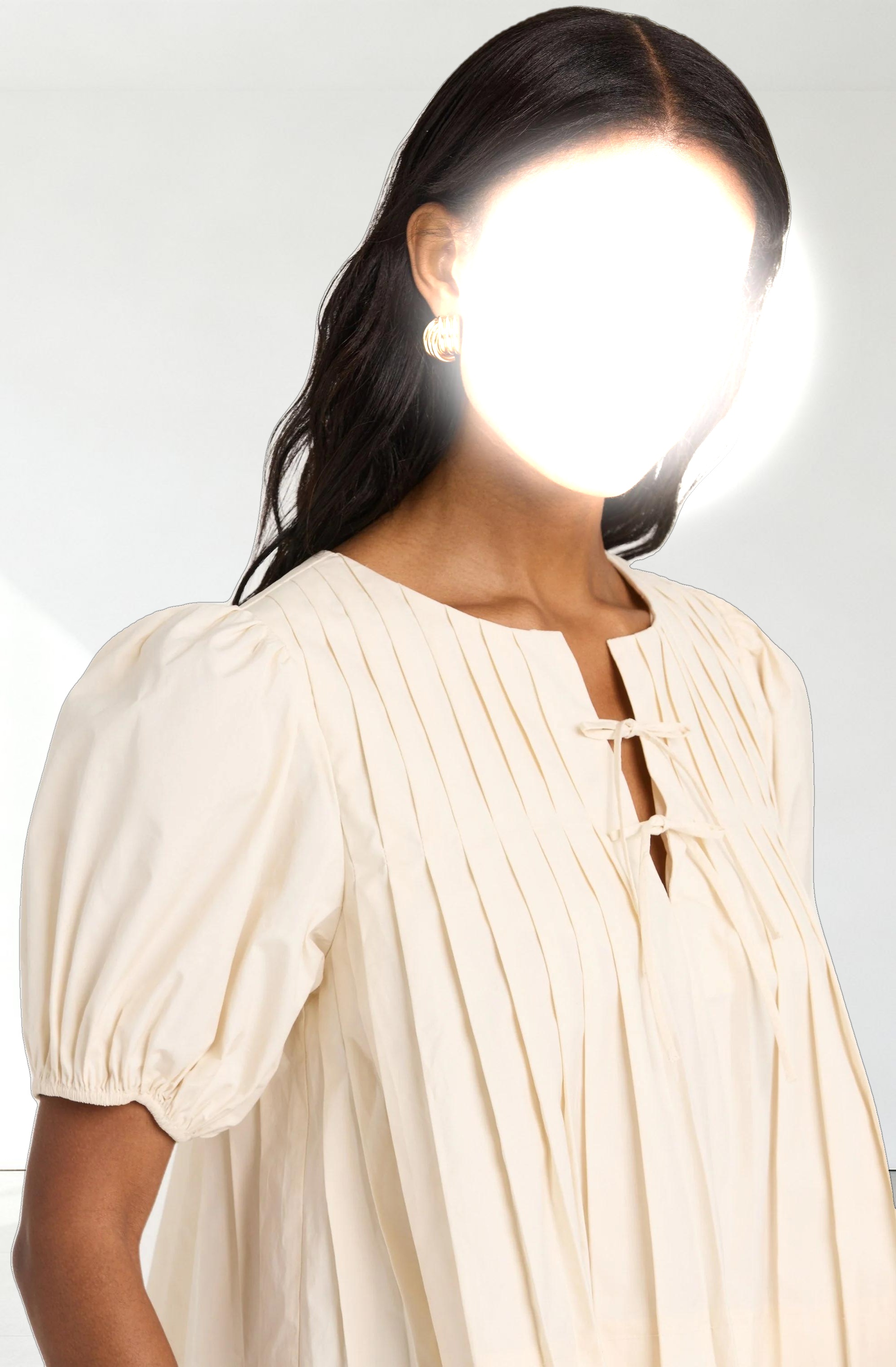 Pleated Puff Sleeve Top