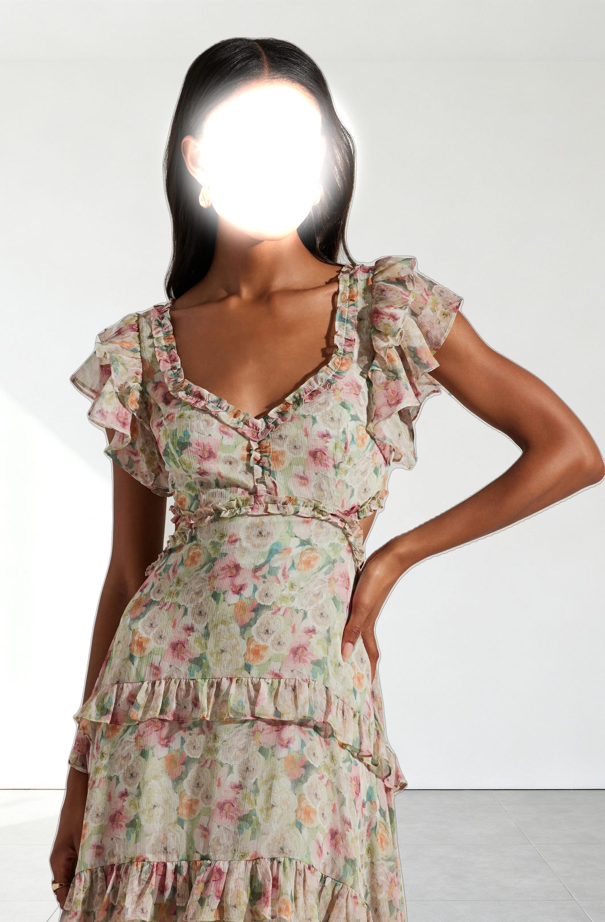 Mable Floral Tiered Ruffle Maxi Dress