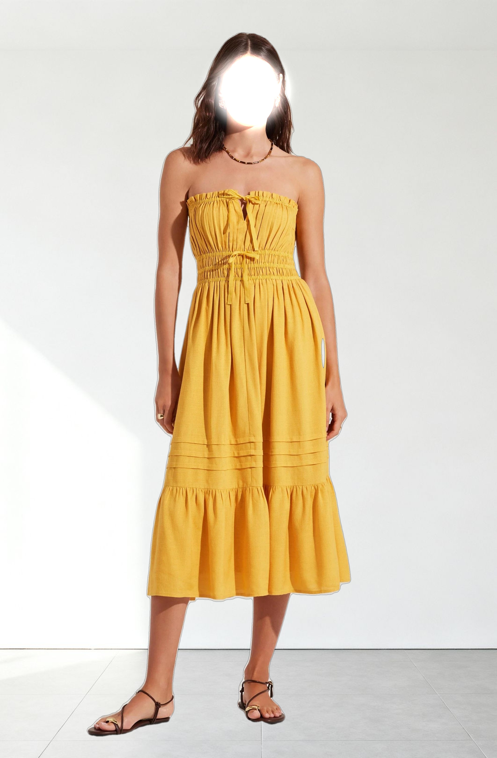 Aubrie Strapless Smocked Midi Dress