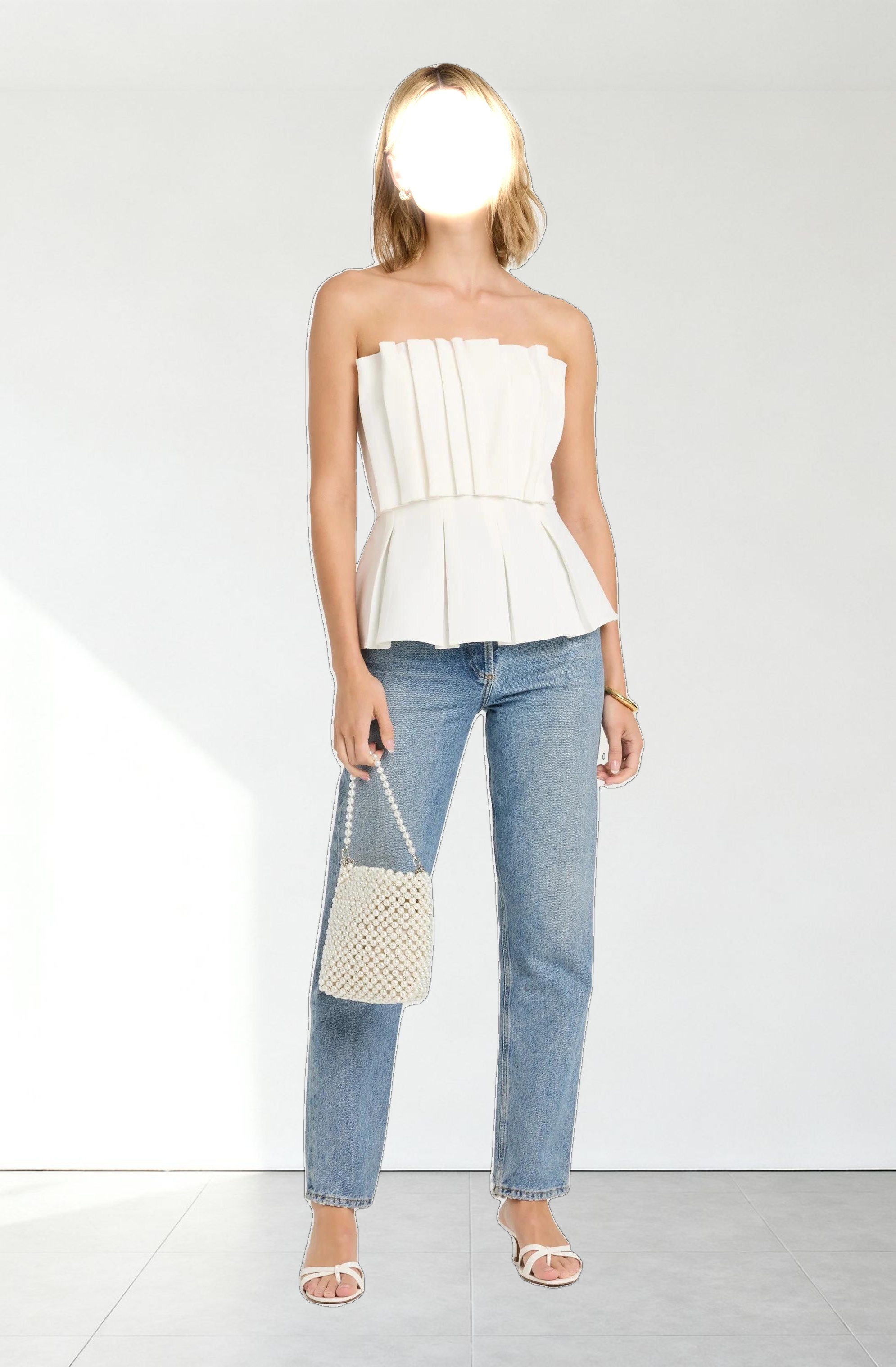 Clemira Pleated Strapless Top