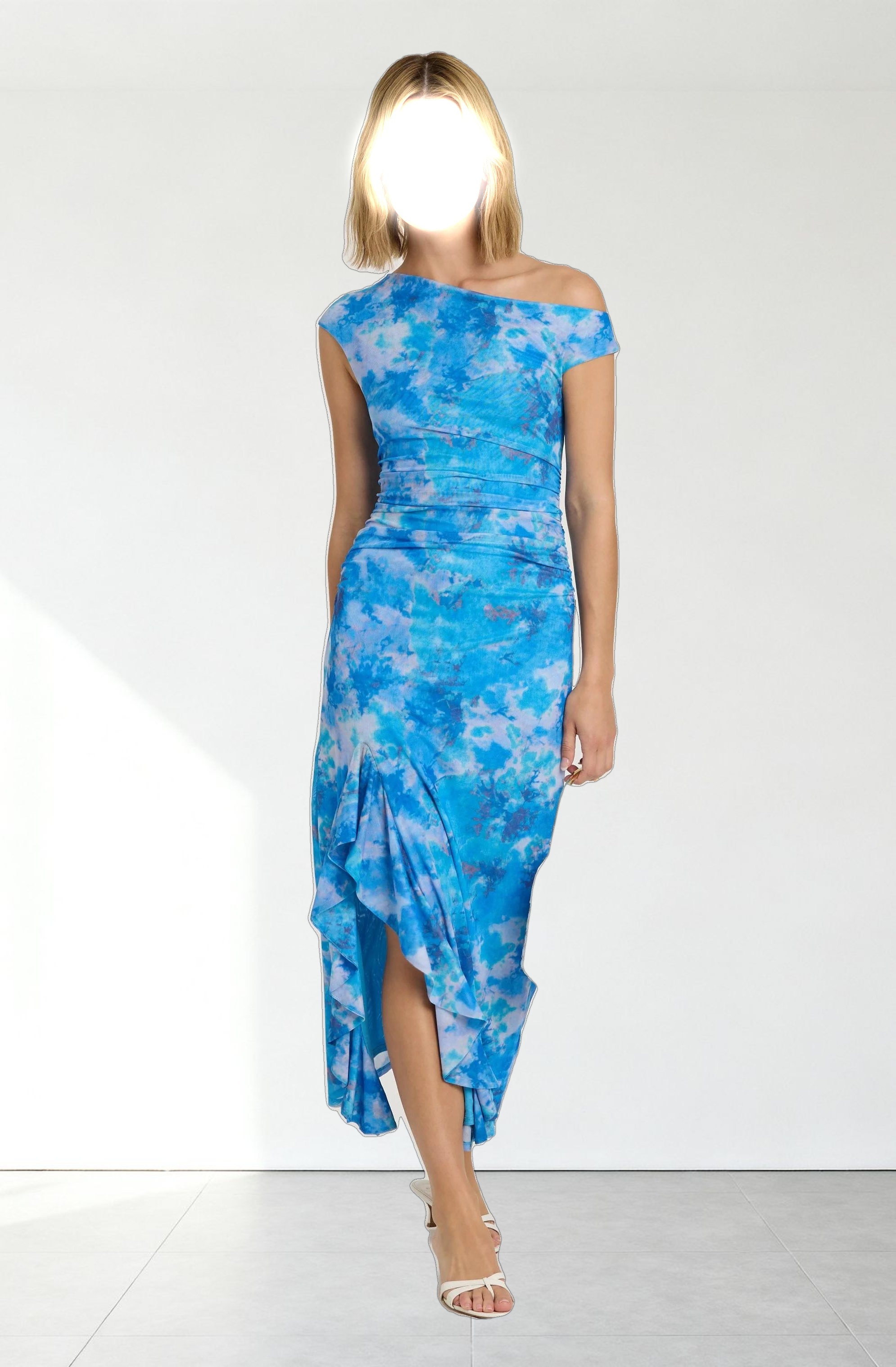 Off Shoulder Ruffle Midi Dress