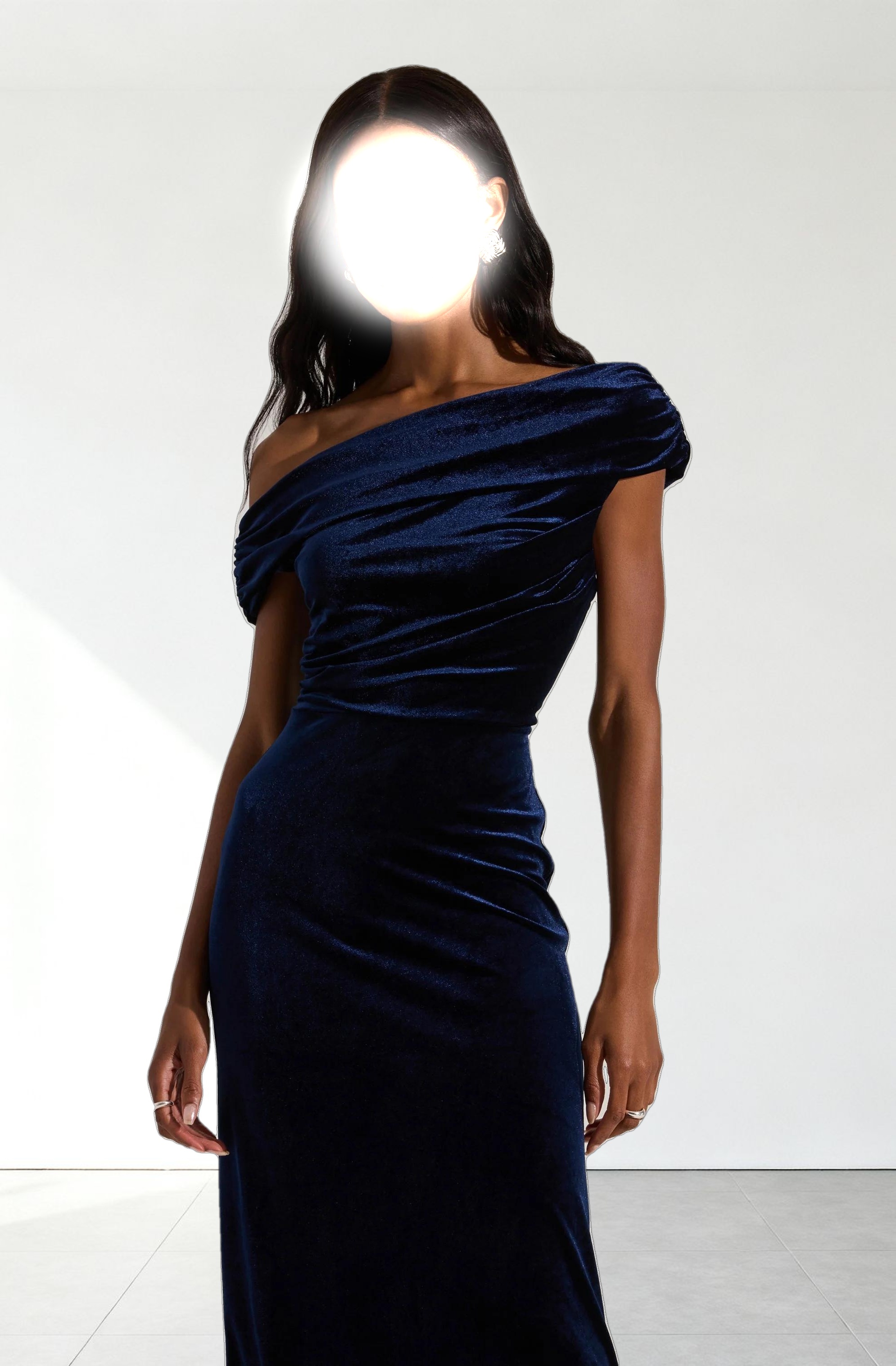 Velvet Off Shoulder Midi Dress