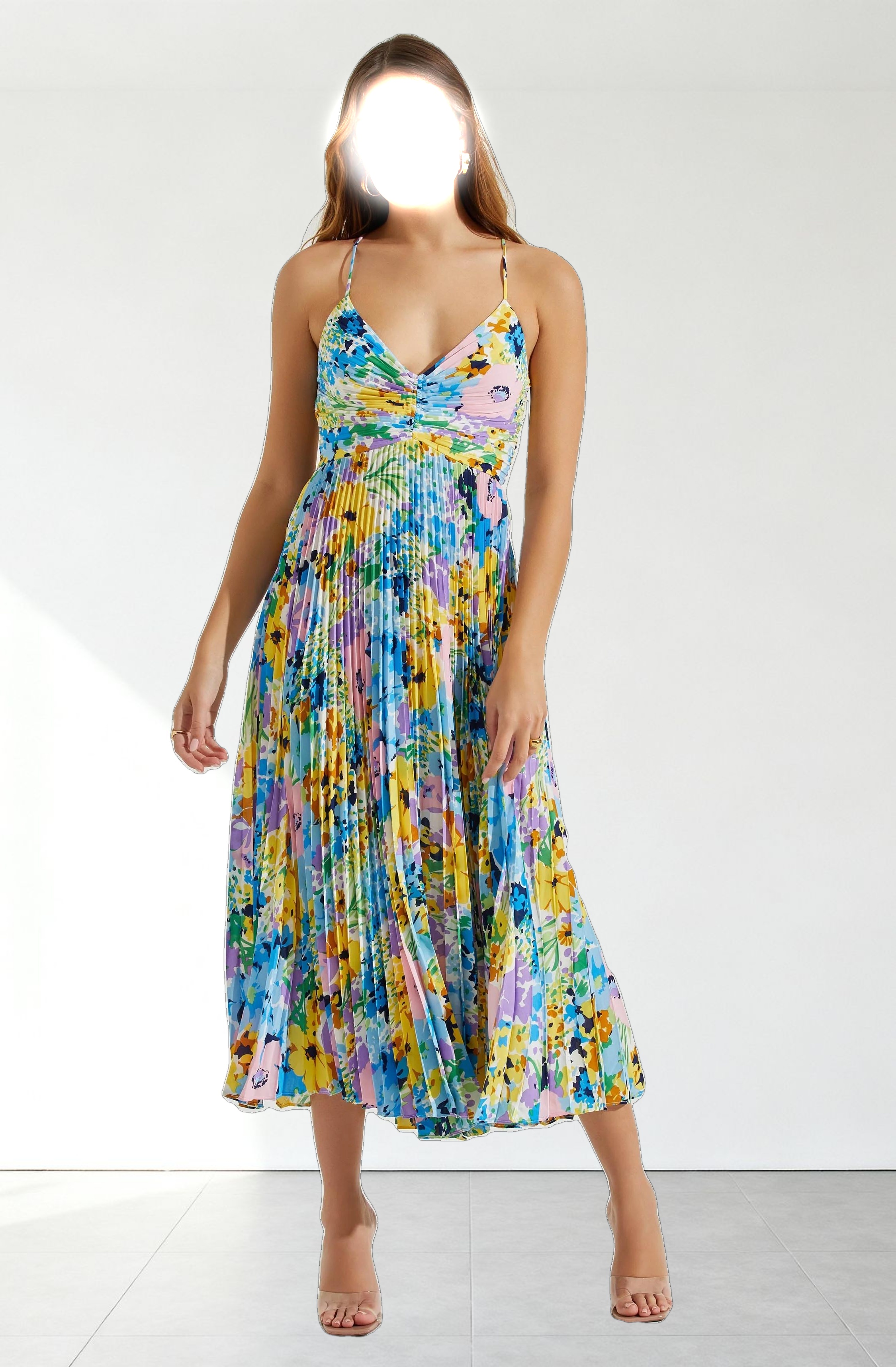 Blythe Floral Plisse Midi Dress