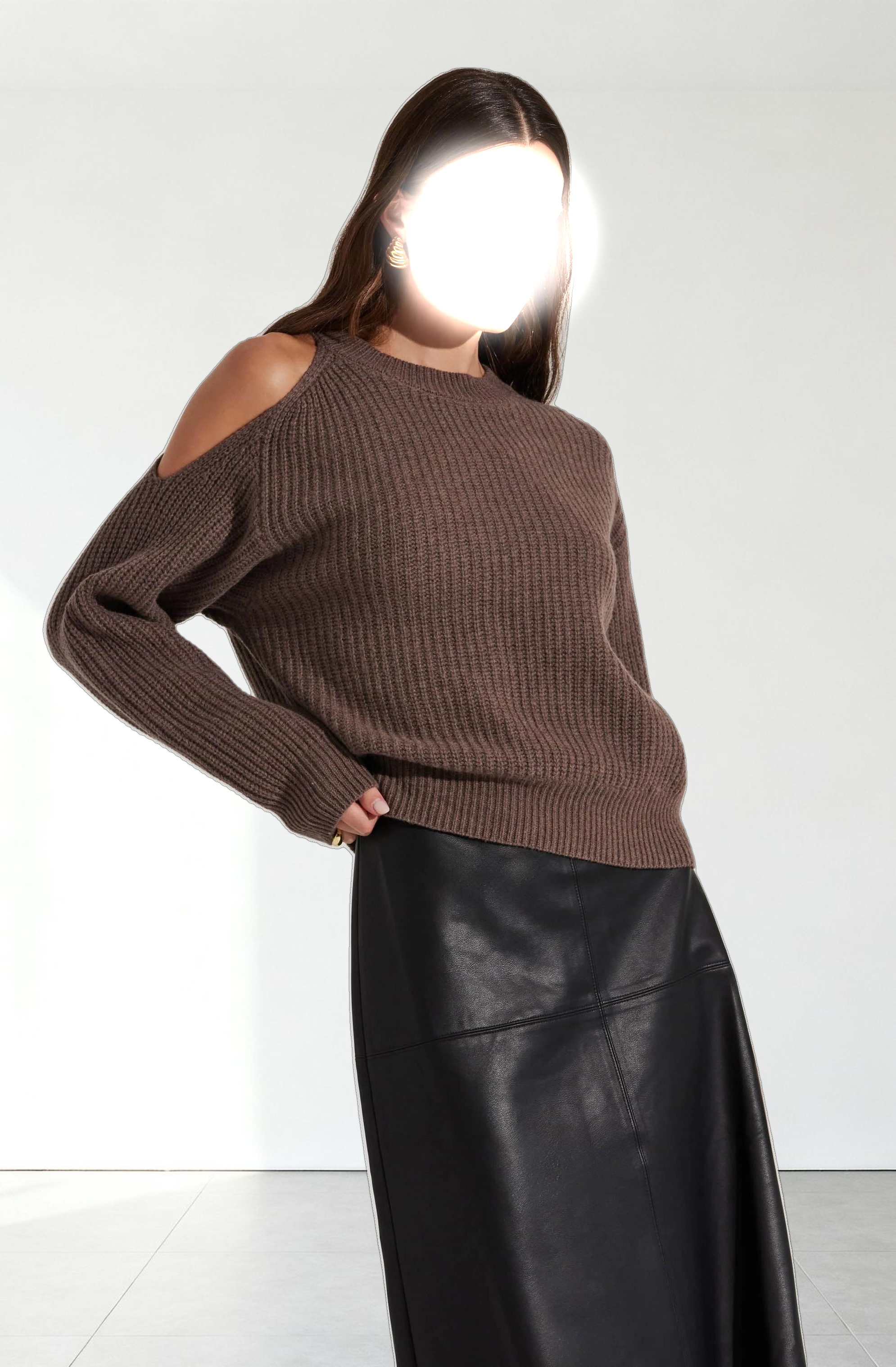 Millicent Ribbed Cold Shoulder Sweater