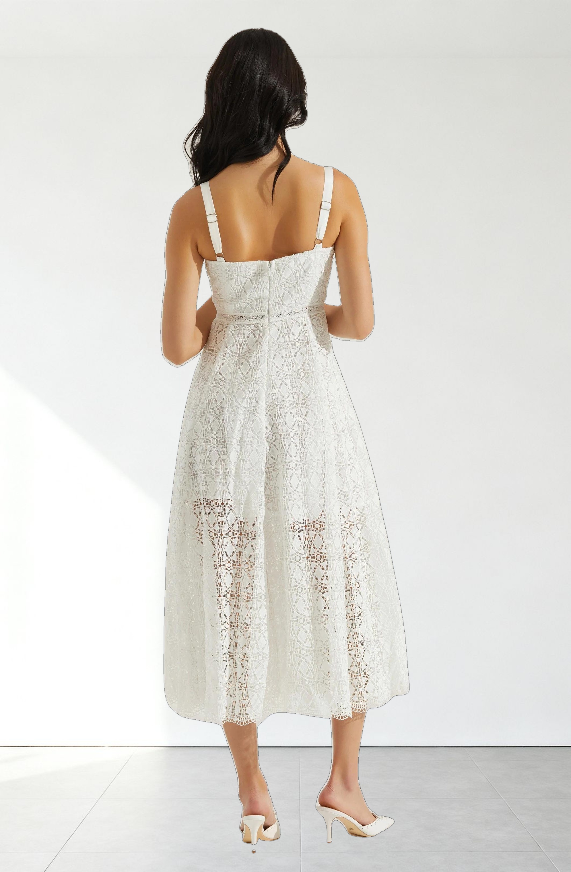 Tenna Lace Bustier Midi Dress