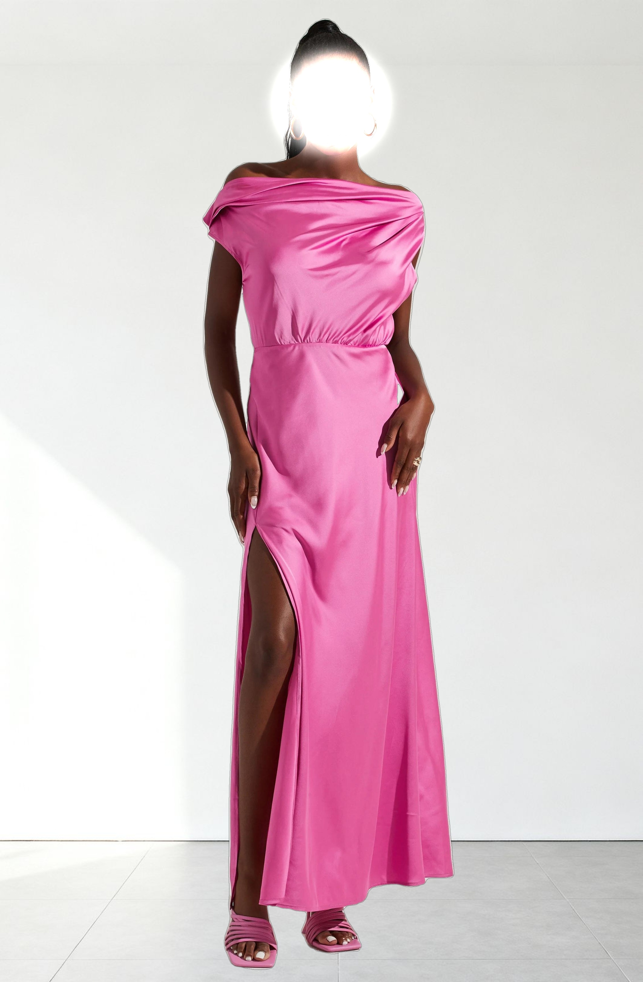 Monroe Satin Off Shoulder Maxi Dress