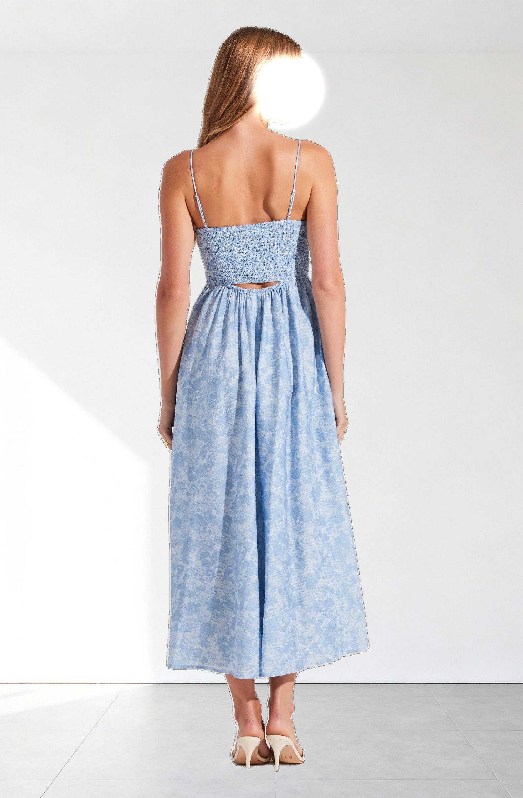 Front Cutout Floral Midi Dress