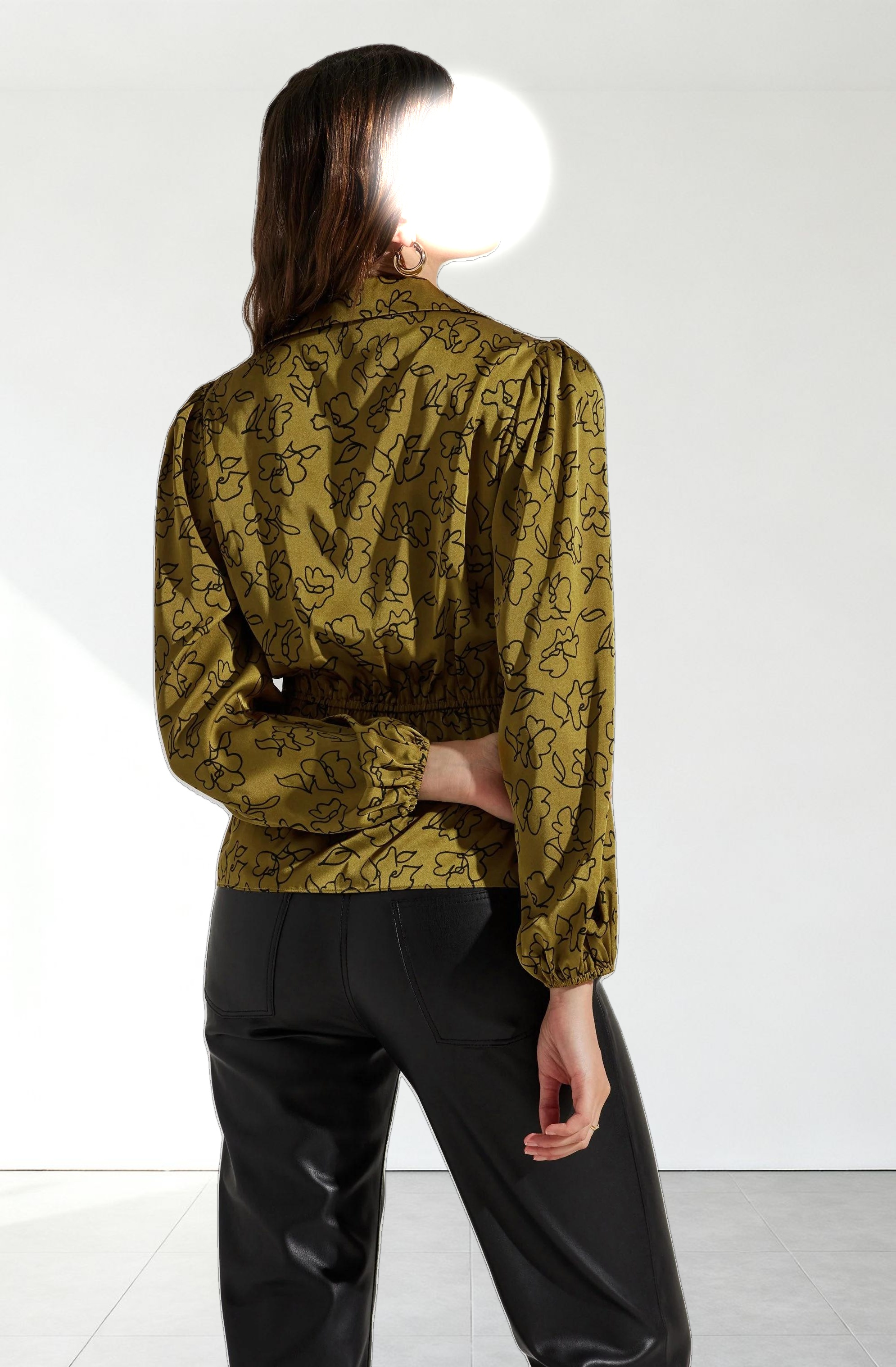 Asymmetrical Collared Floral Wrap Top