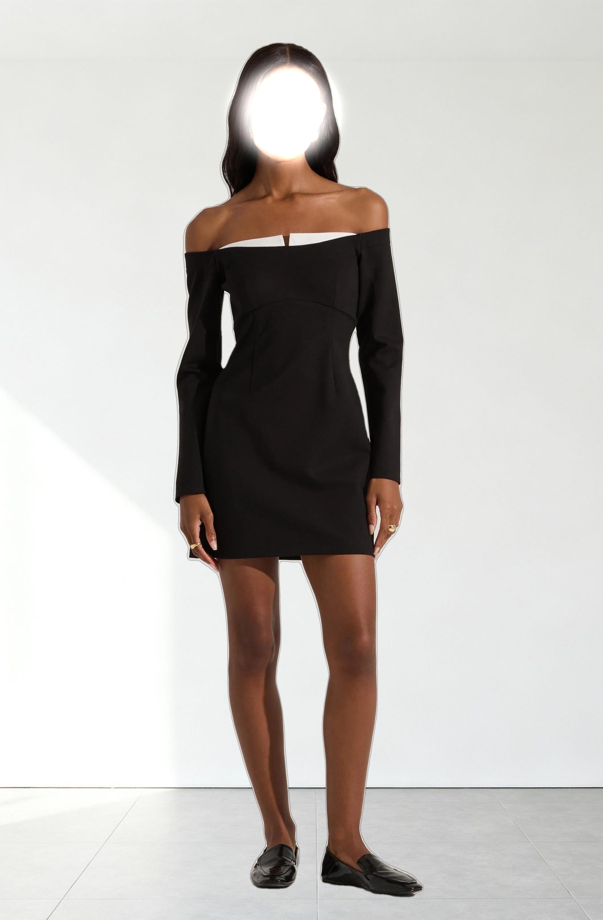 Off Shoulder Contrast Mini Dress