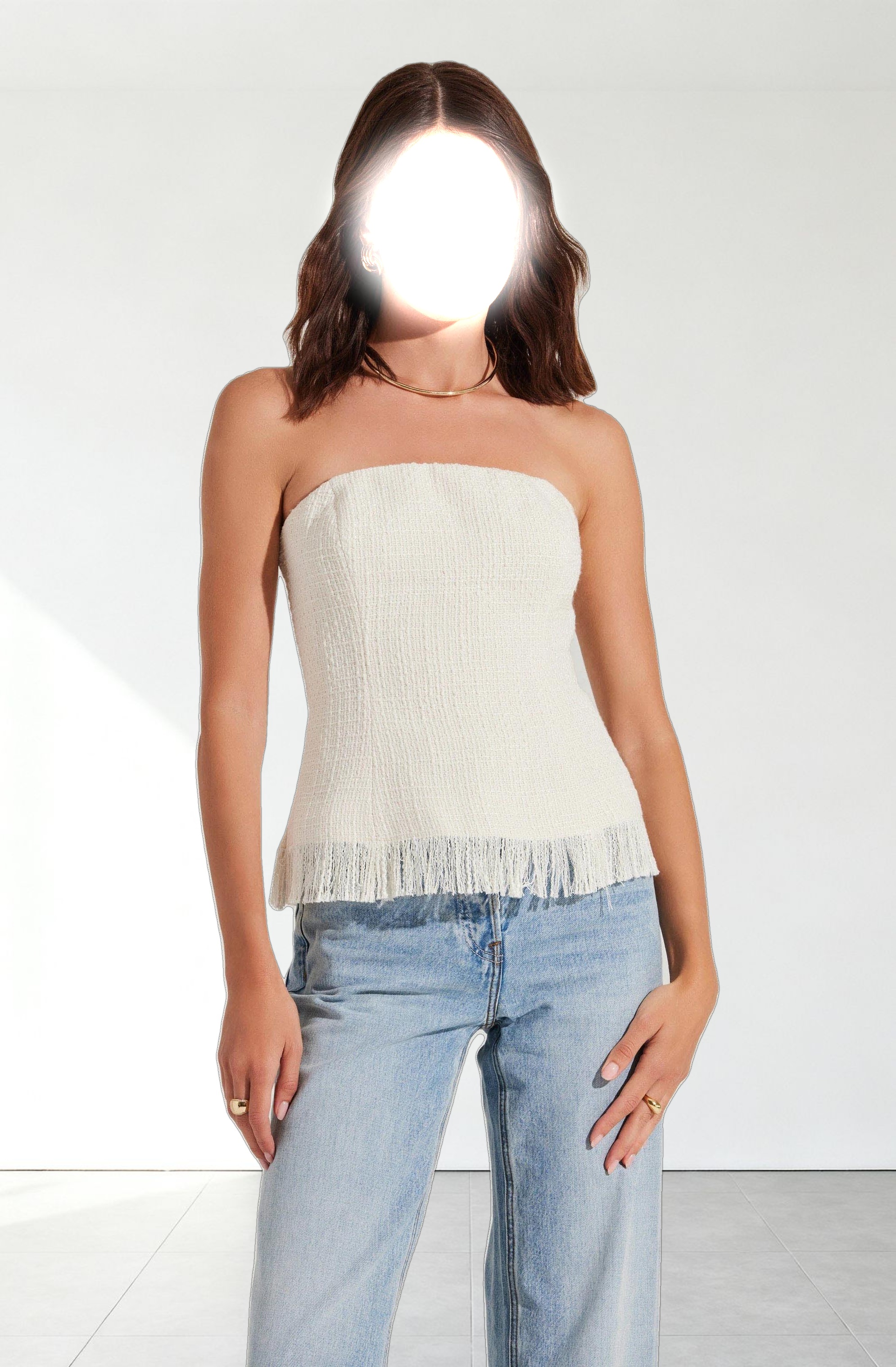Lorene Tweed Strapless Top