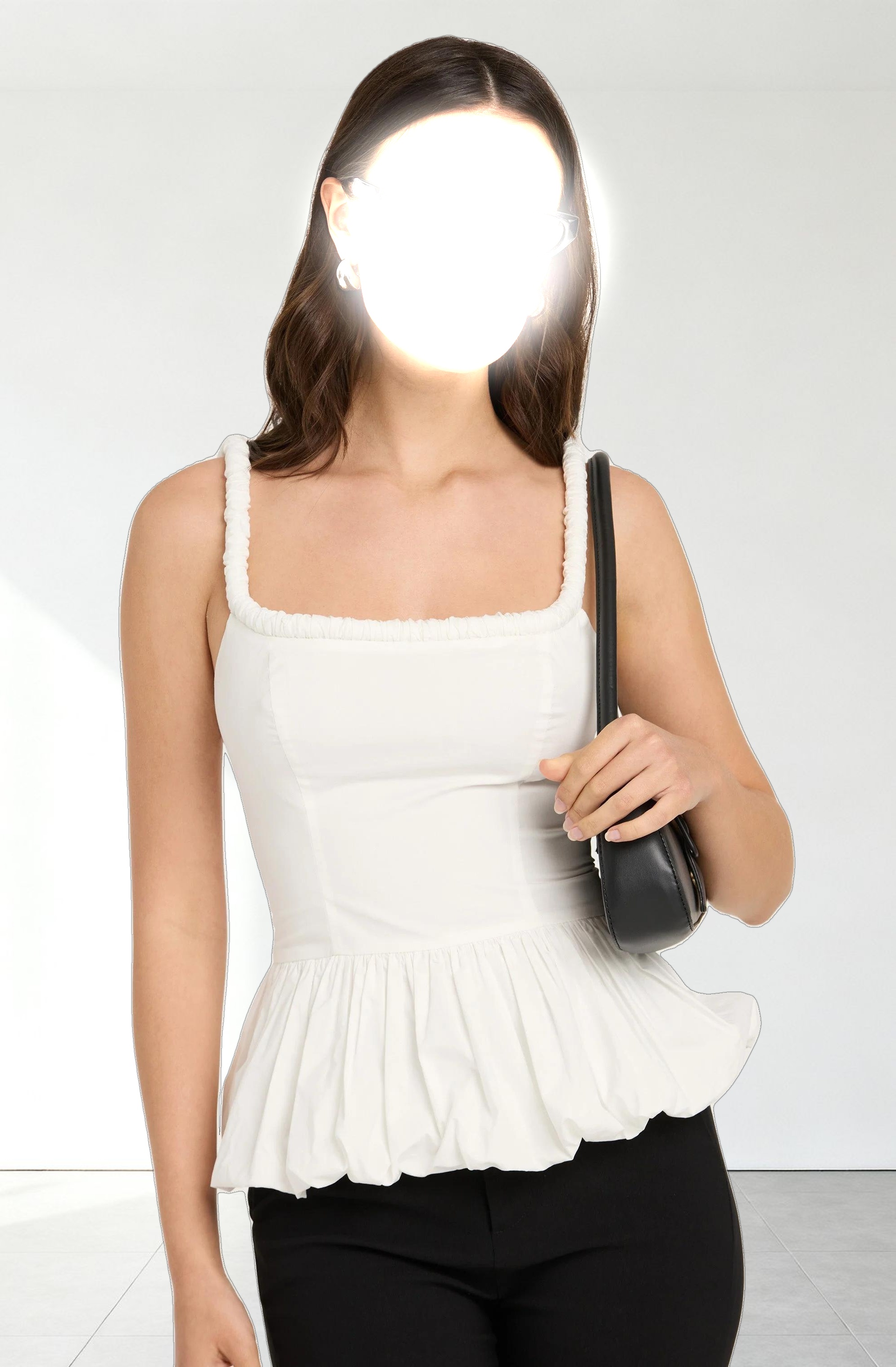 Sleeveless Bubble Hem Peplum Top