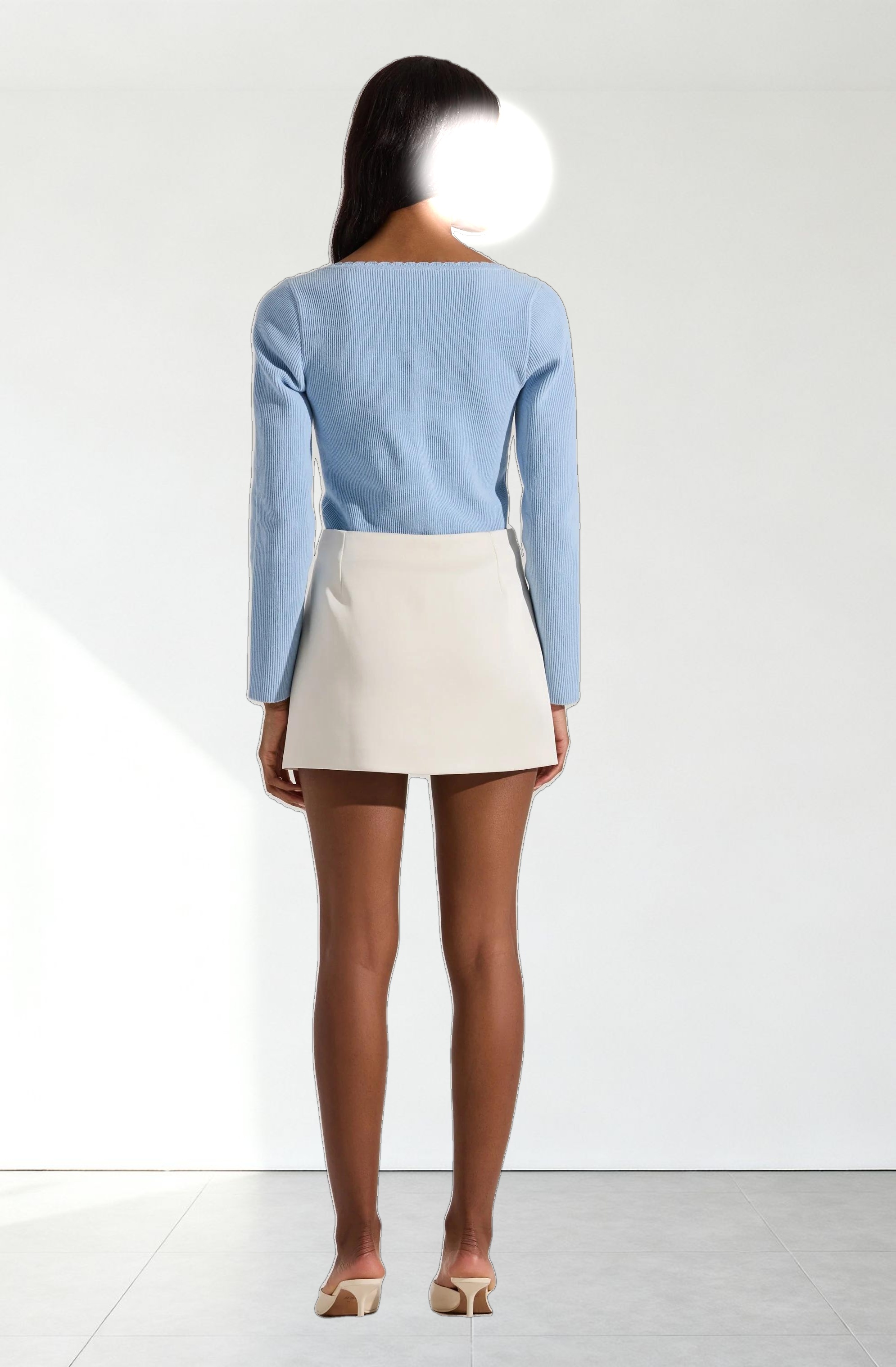 Scallop Trim Ribbed Knit Top