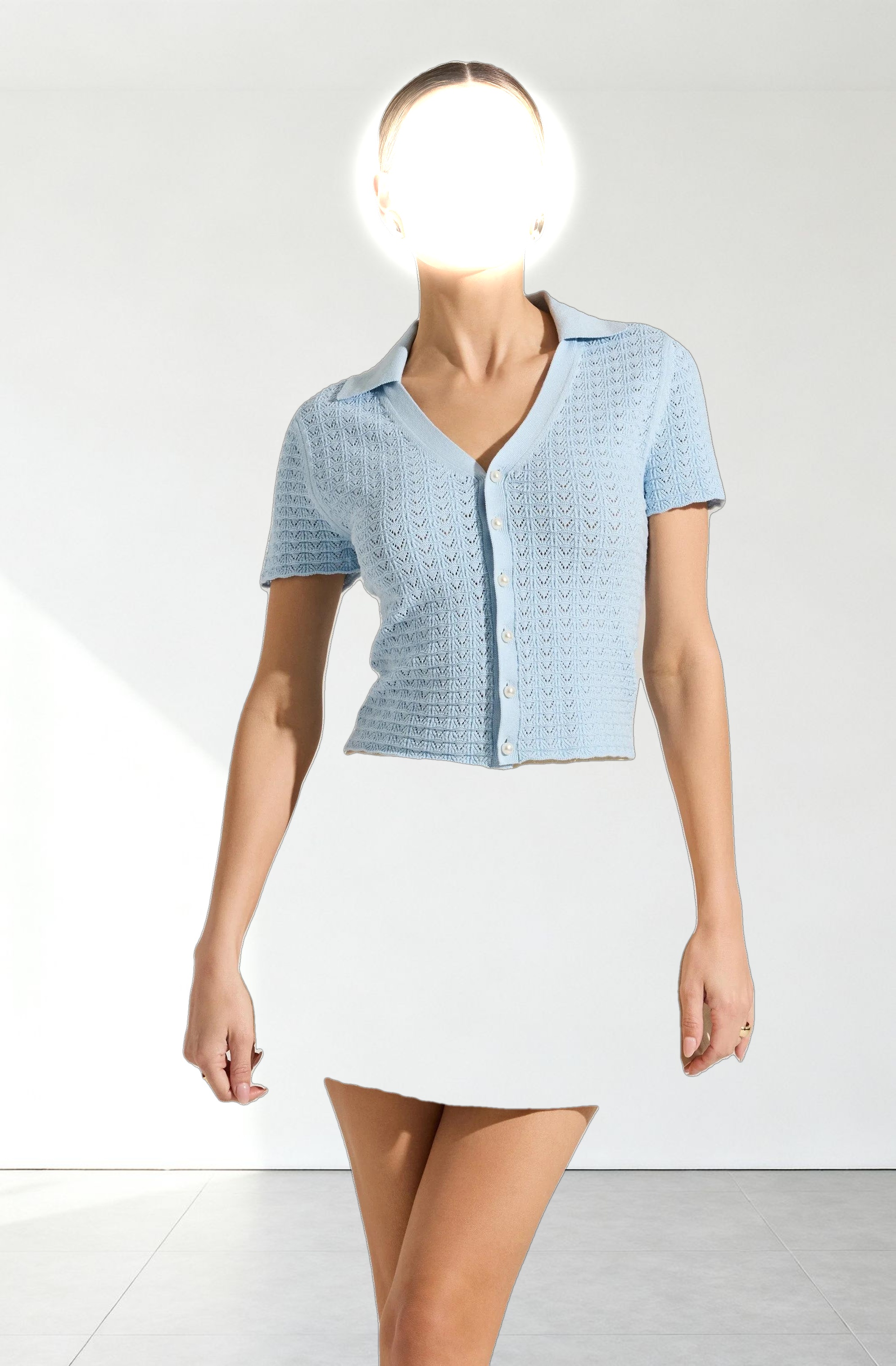 Pearl Polo Pointelle Sweater