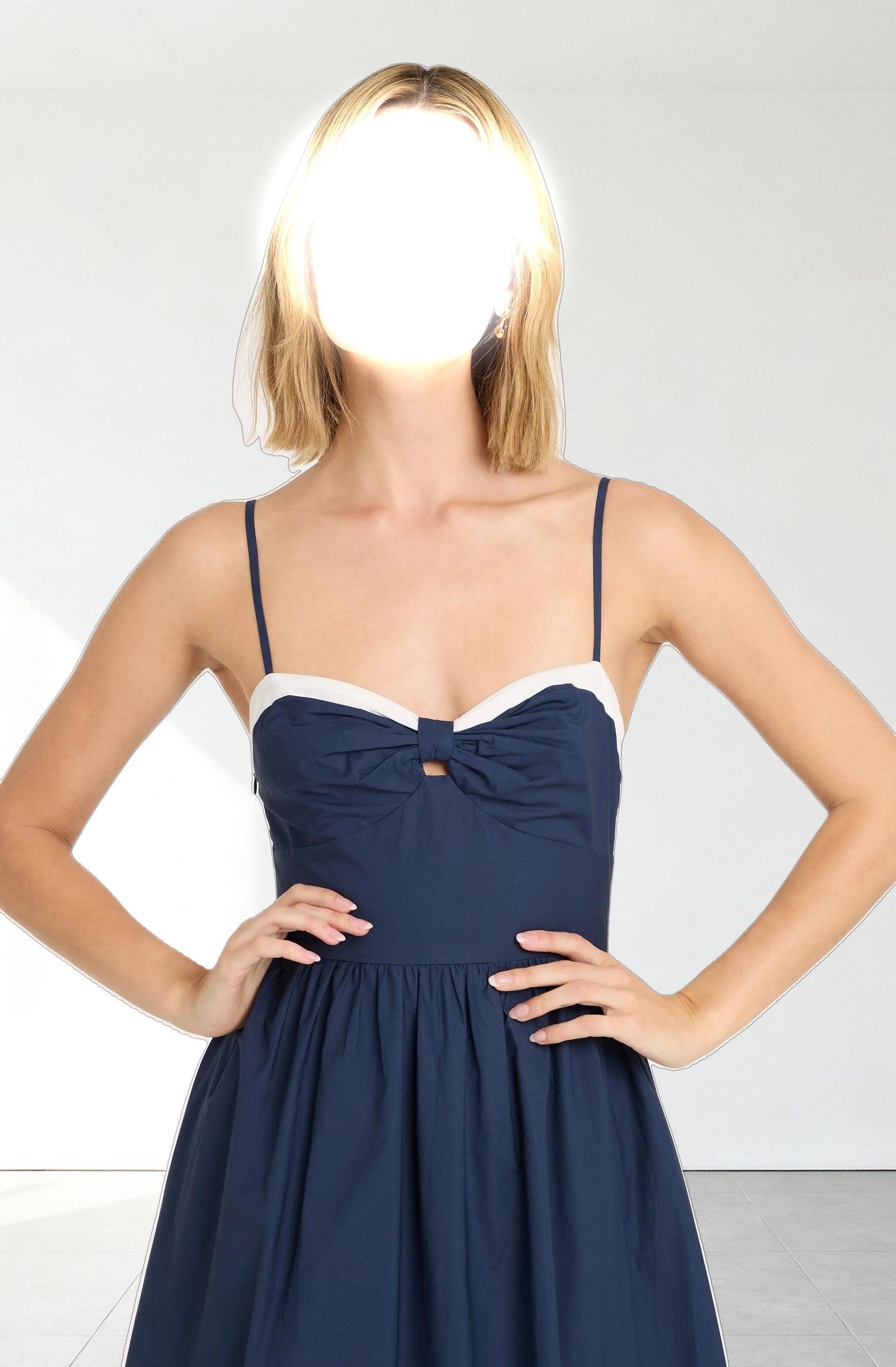 Contrast Sweetheart Midi Dress