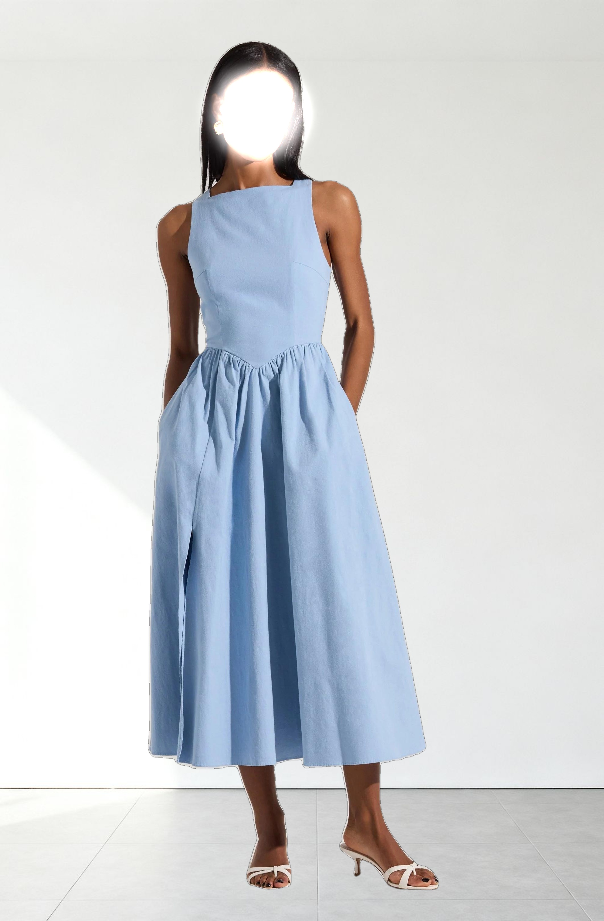 Bow Back Apron Midi Dress