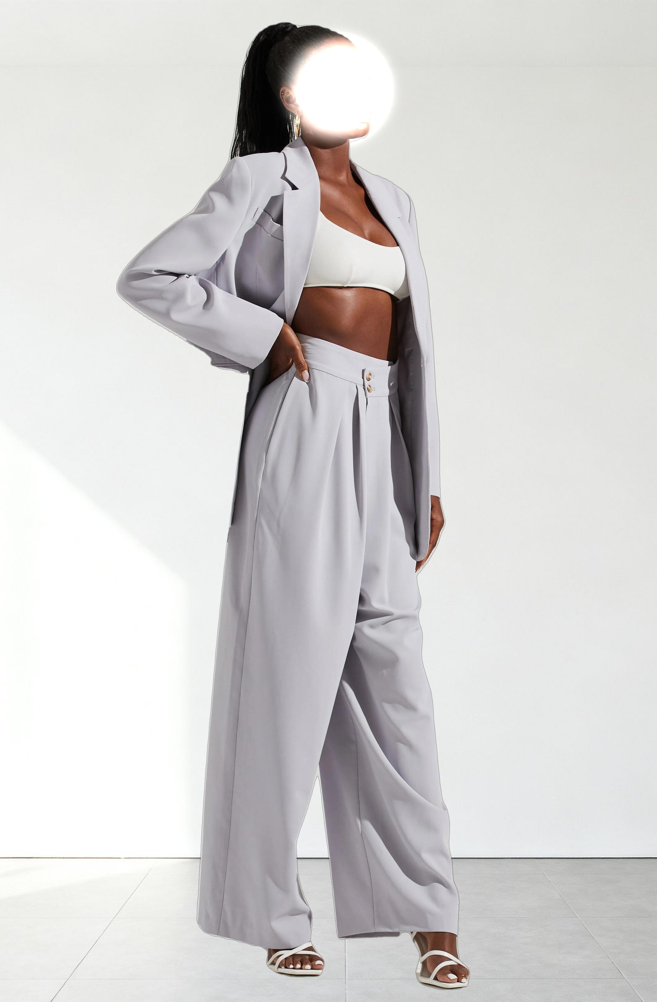 Boyfriend Criss Cross Pleated Wide Leg Pants