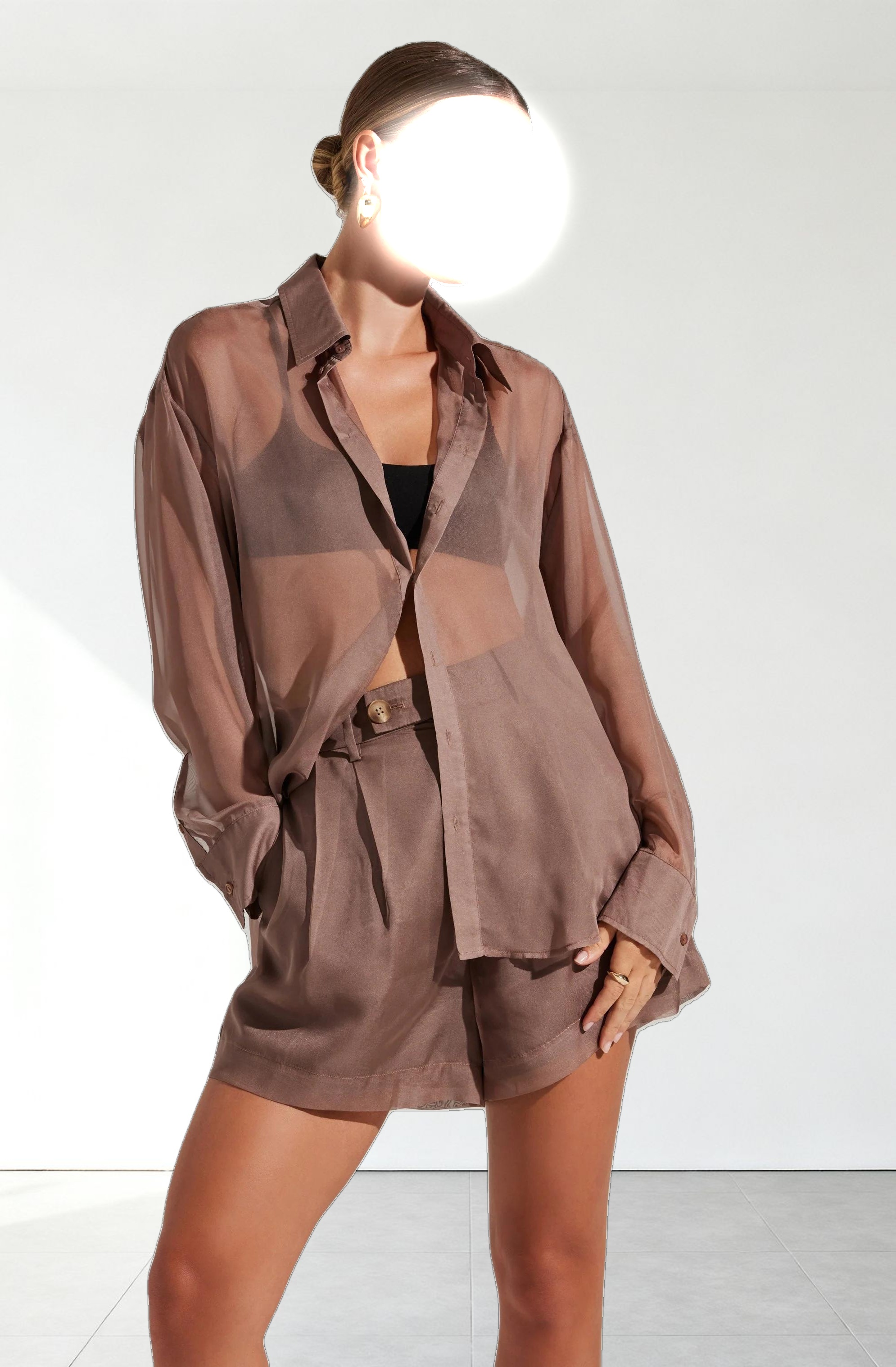 Evie Sheer Button Up Top