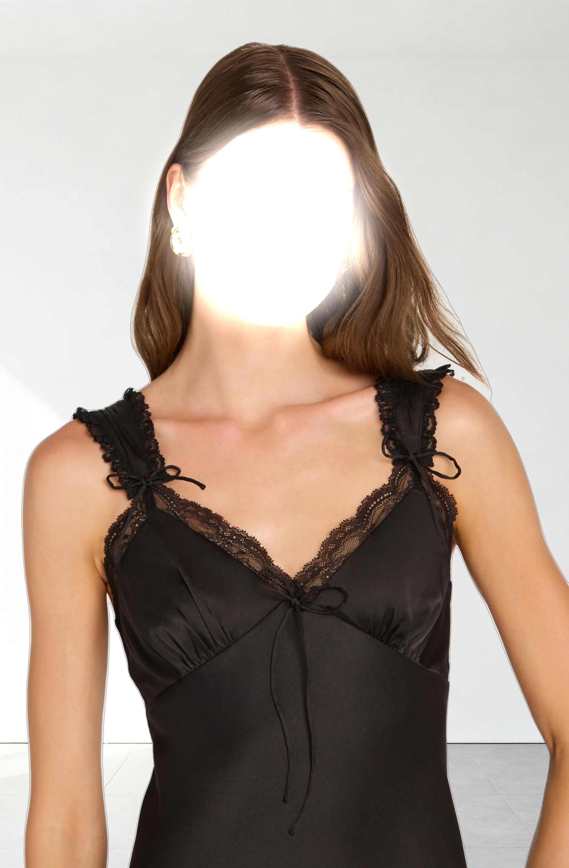 Lace Trim Satin Slip Dress