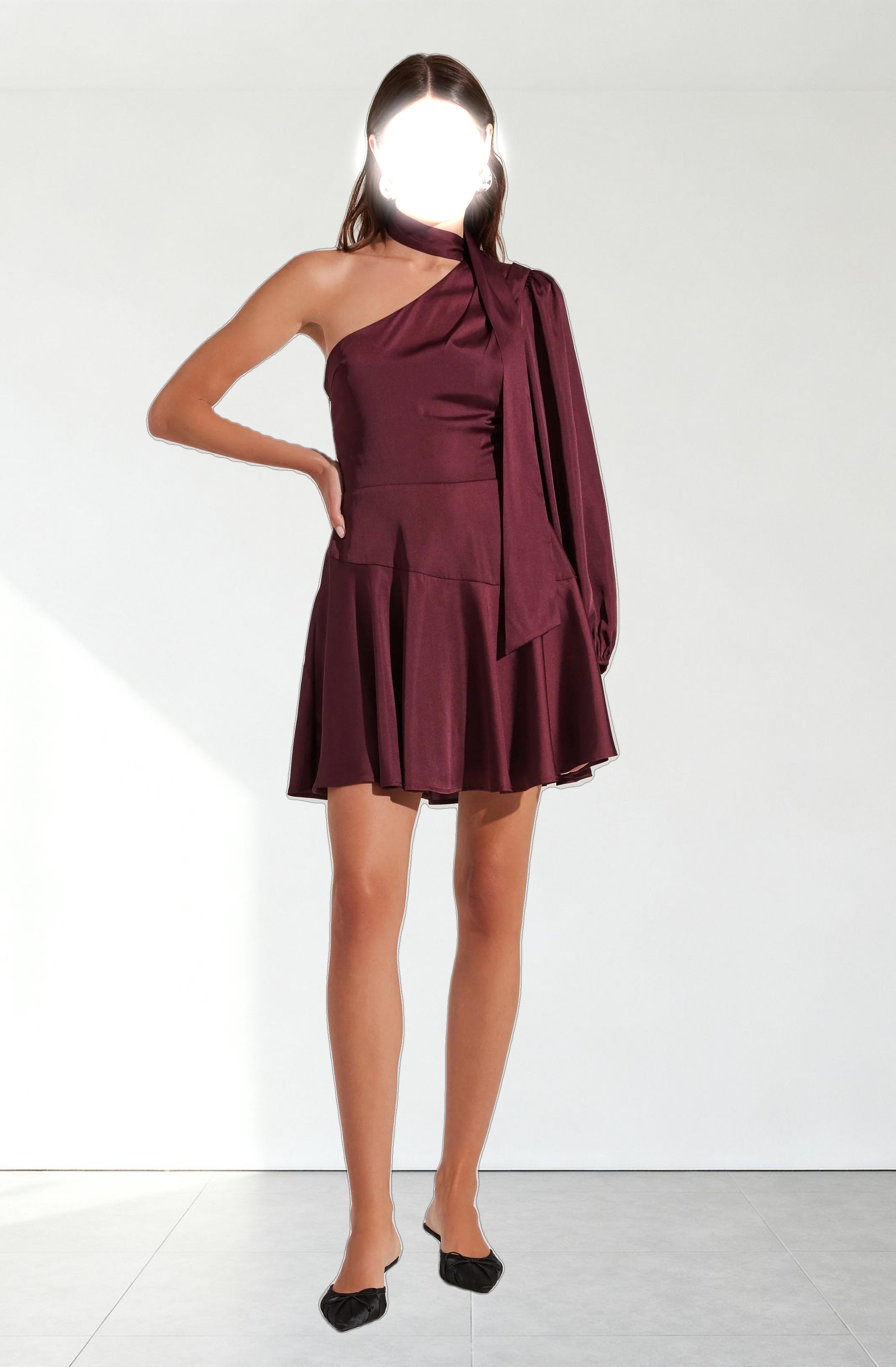 Satin Scarf Mini Skater Dress