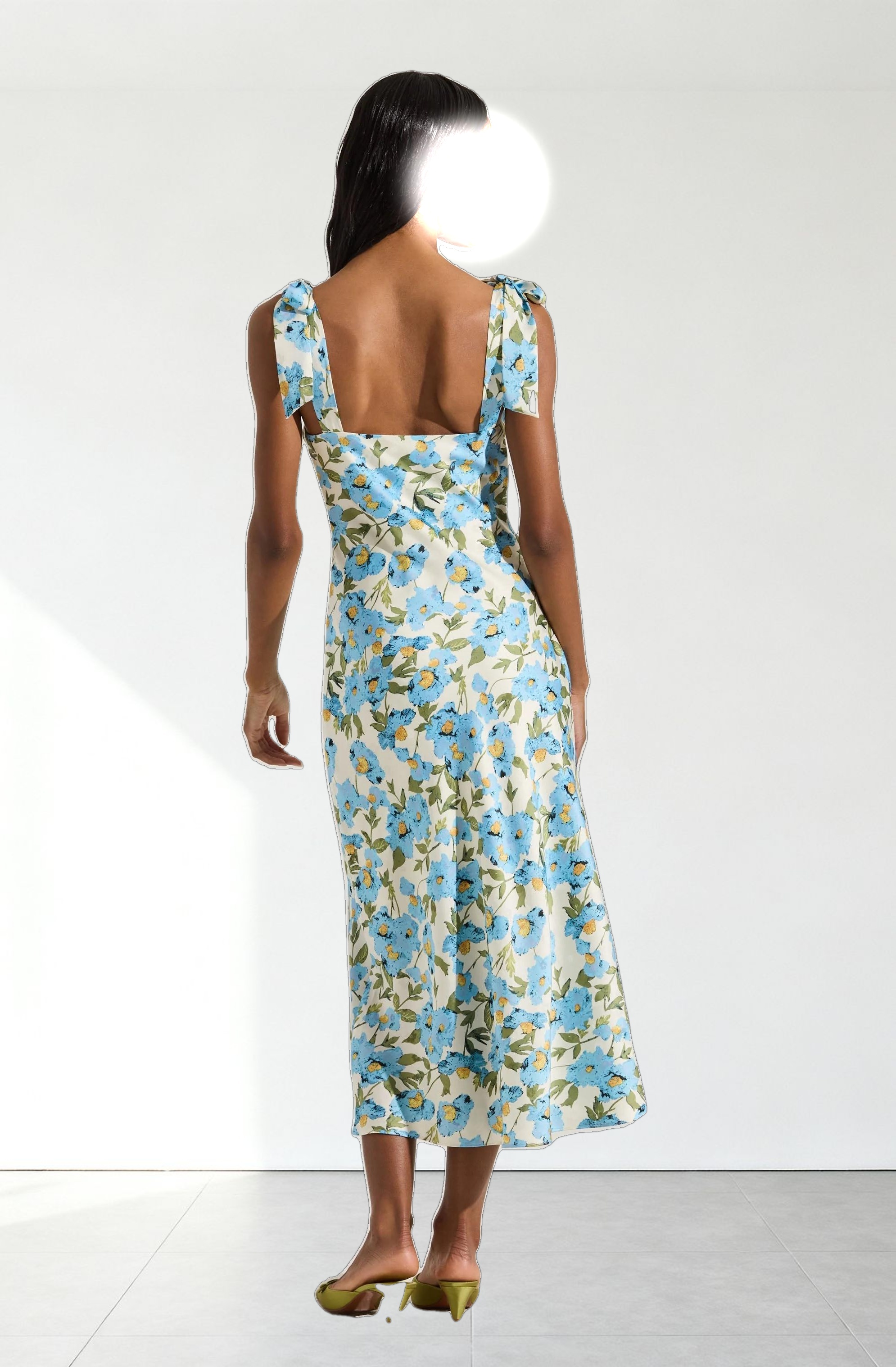 Sweetheart Bow Strap Midi Dress