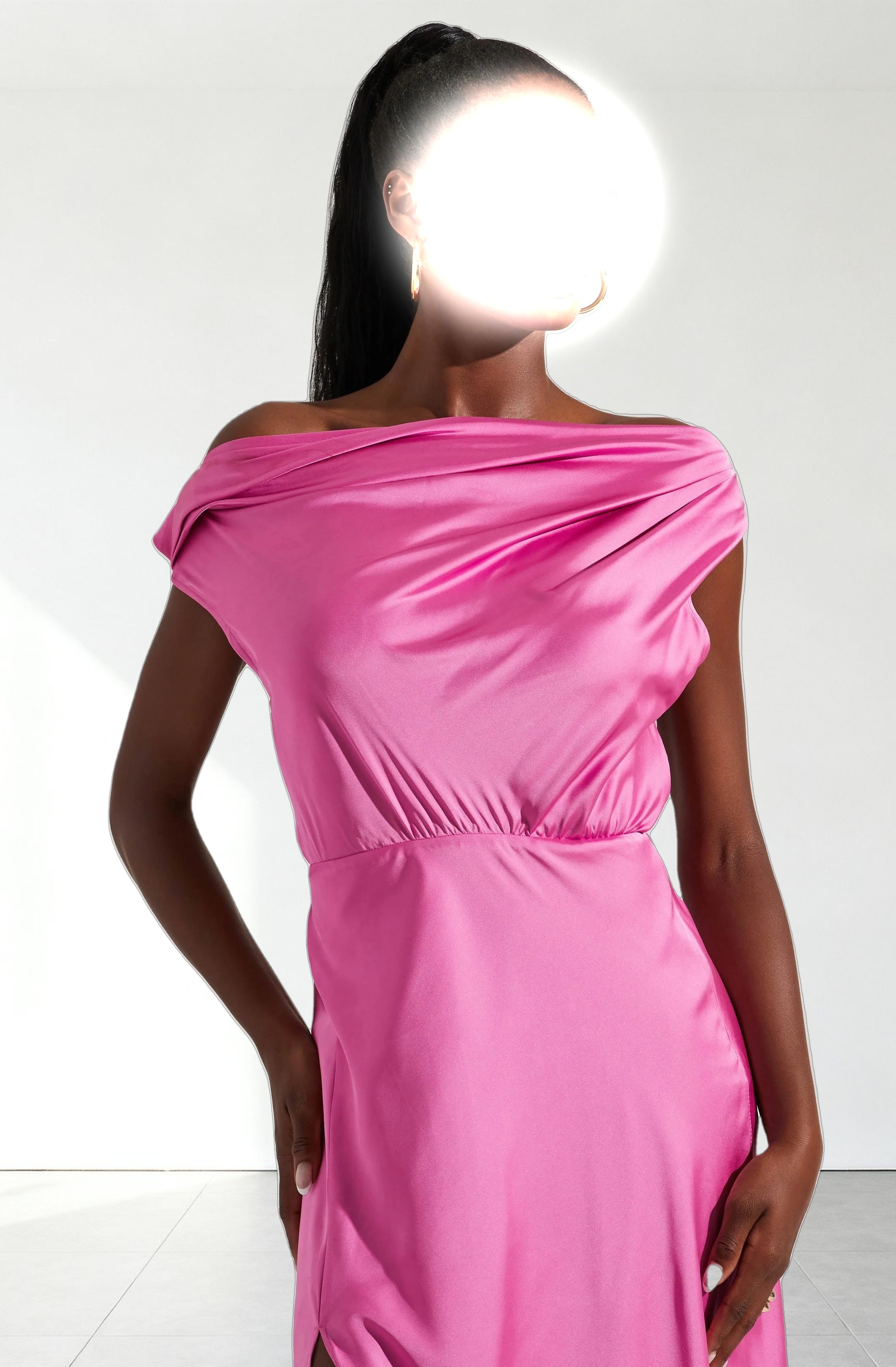 Monroe Satin Off Shoulder Maxi Dress