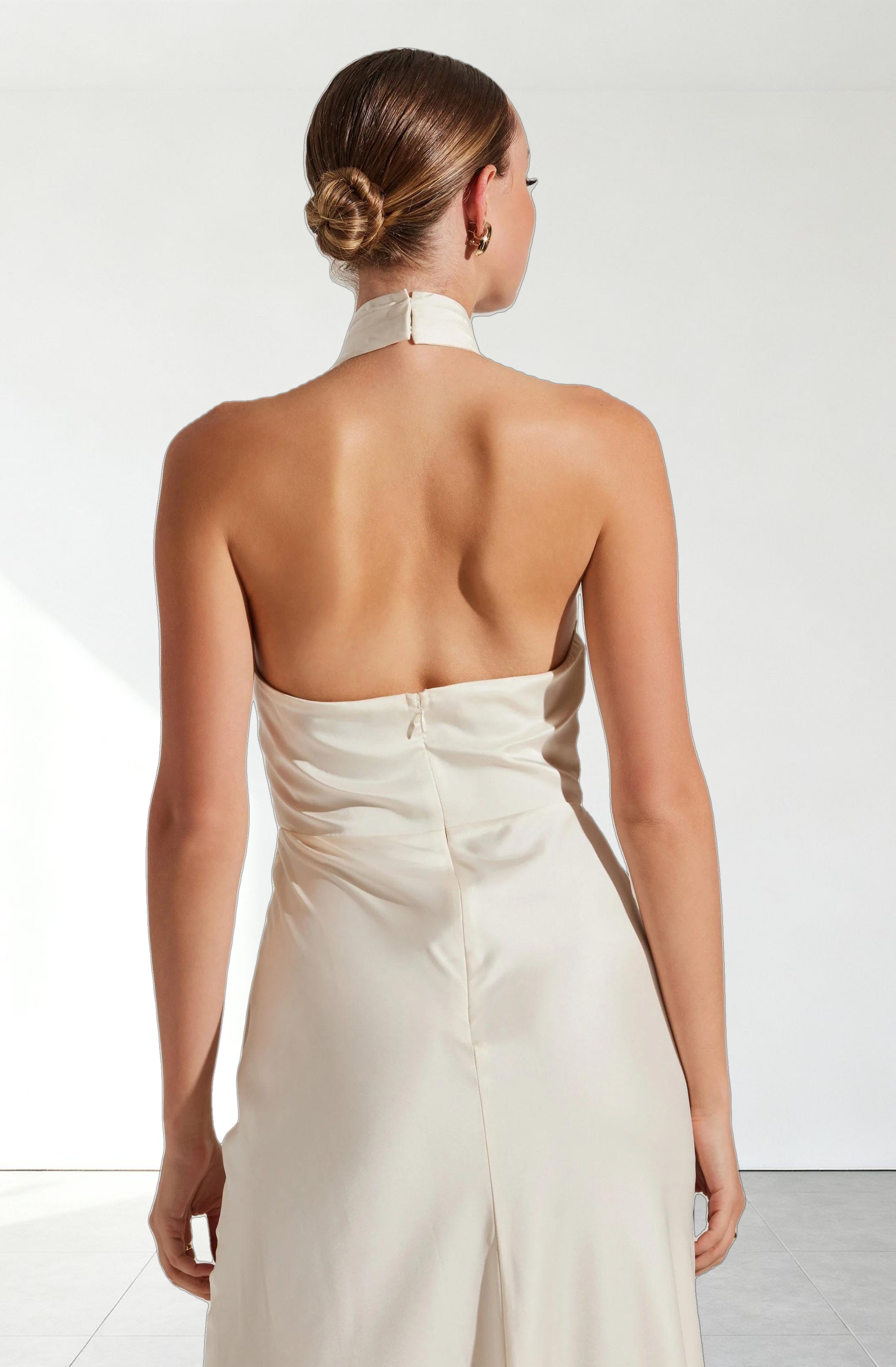 Marissa Satin Halter Neck Midi Dress